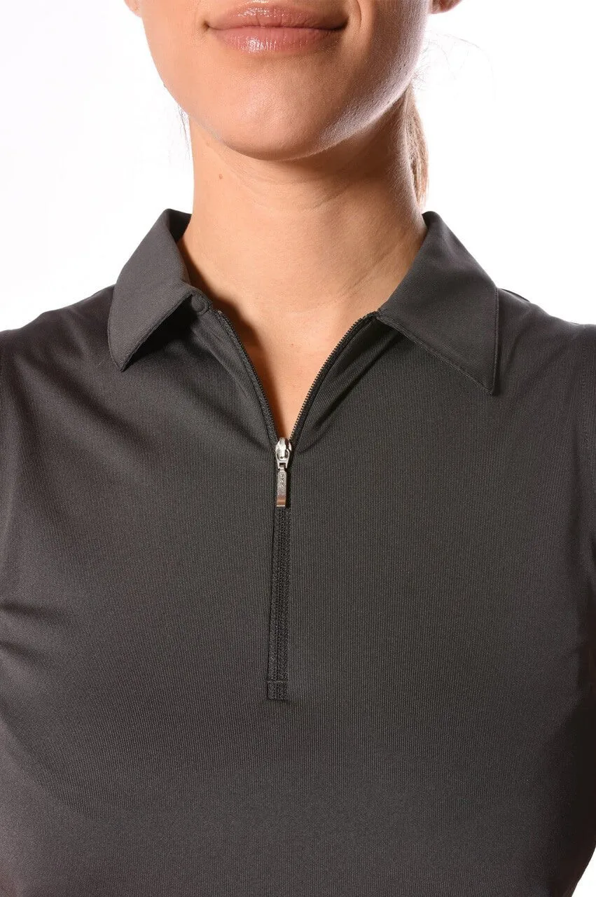 Charcoal Sleeveless Zip Polo