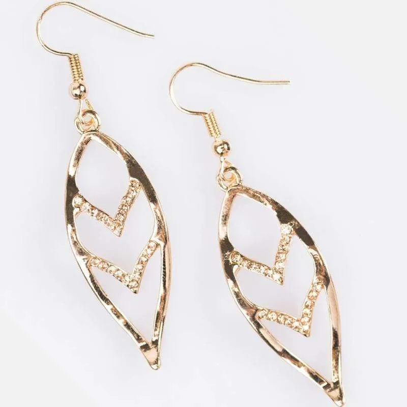 Check, Please! Gold Rhinestone Earrings