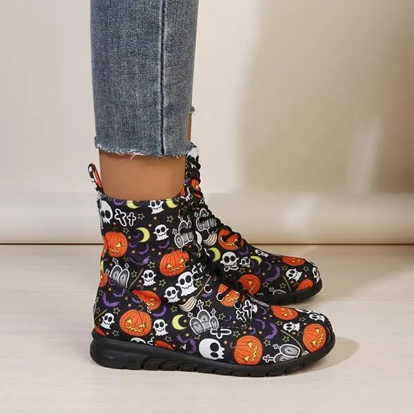 Christmas-Themed Print Low-Cut Martin Boots for Women 86294505C