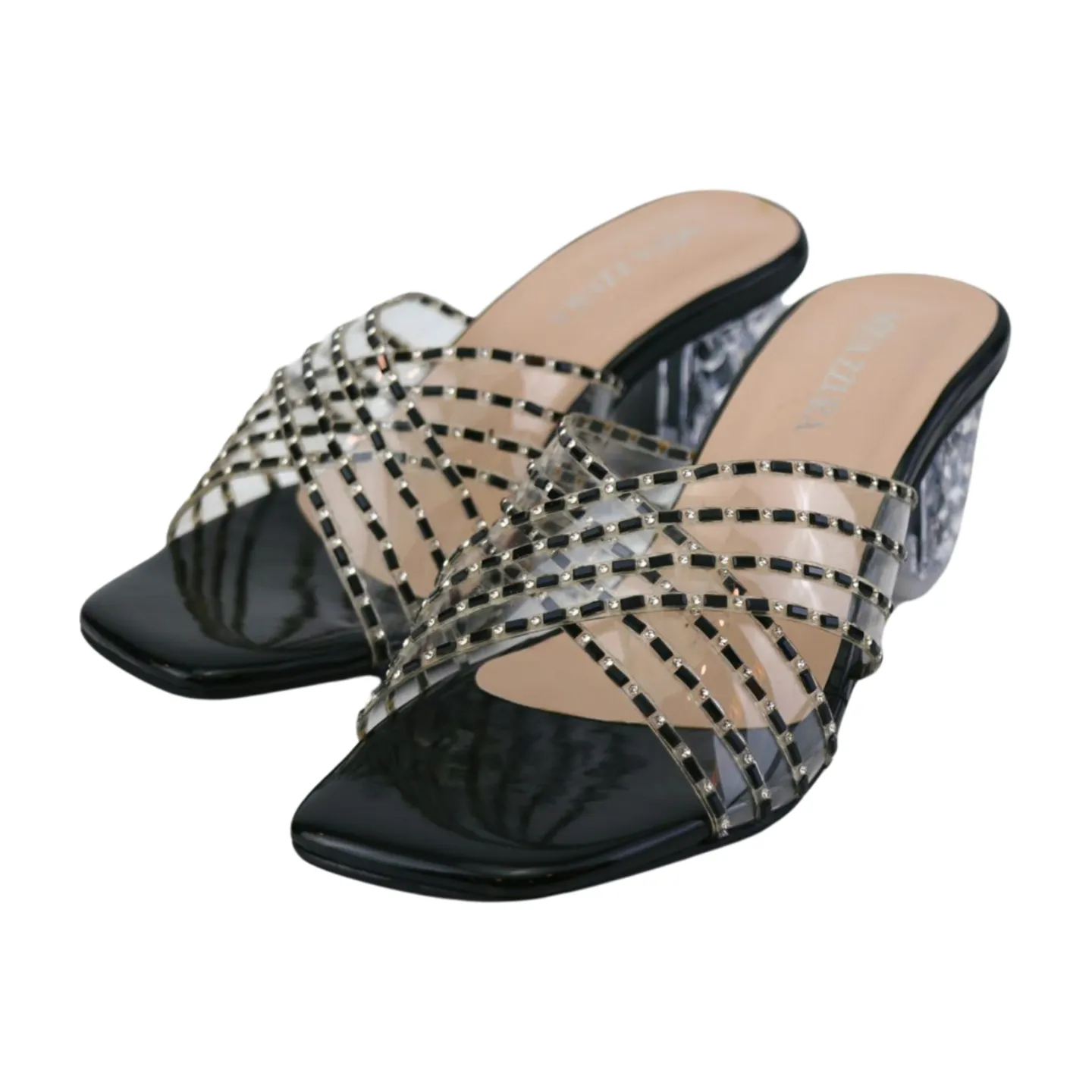 Clear Transparent Sandals with Rhinestones