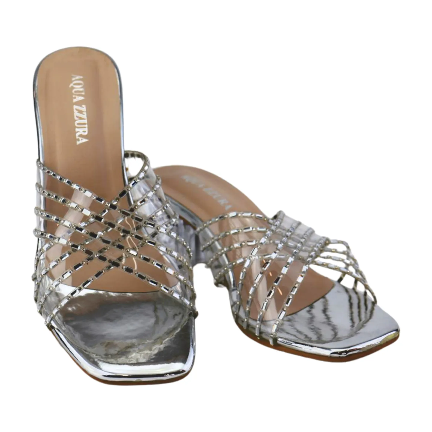 Clear Transparent Sandals with Rhinestones