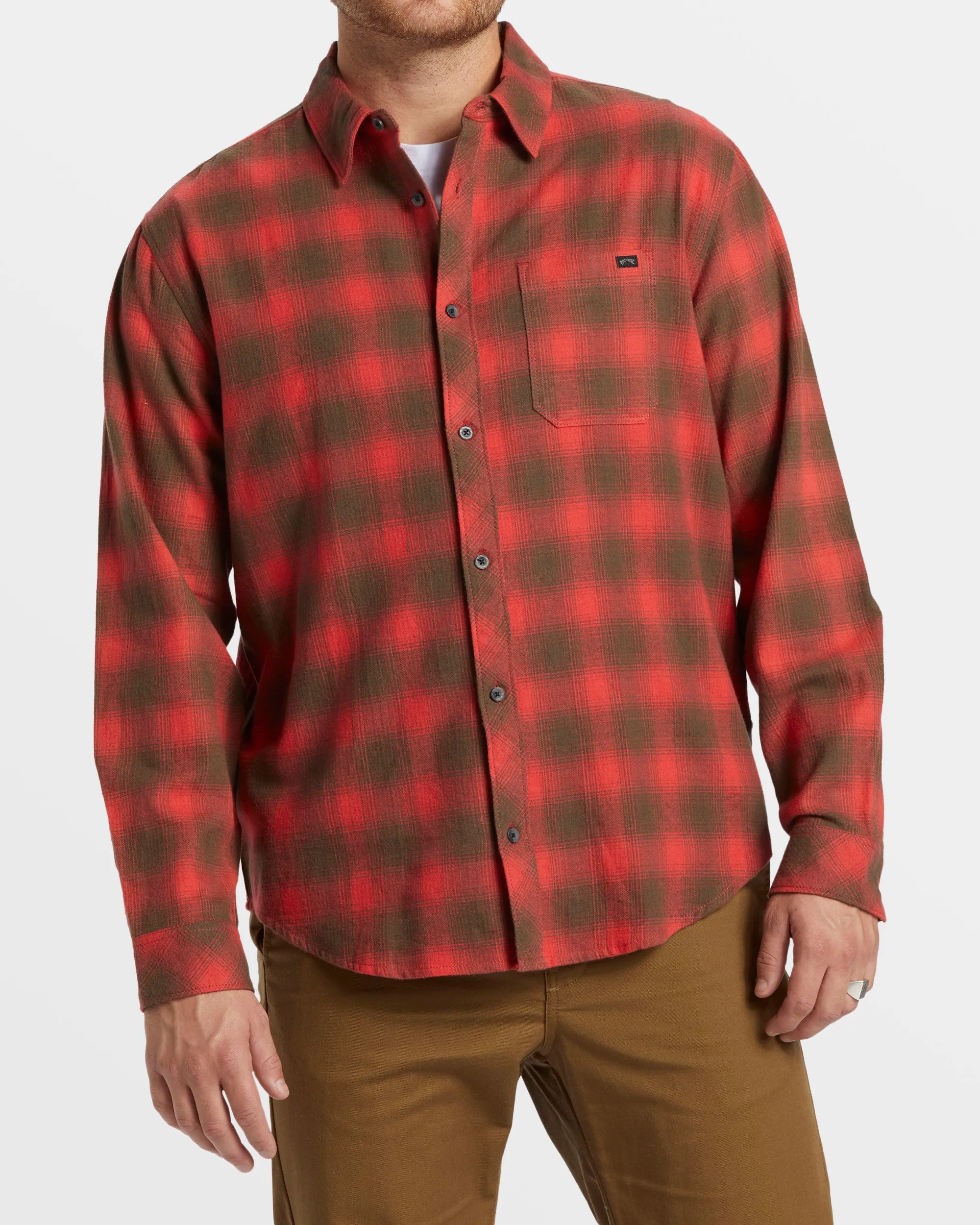 Coastline Long Sleeve Flannel Shirt - Red