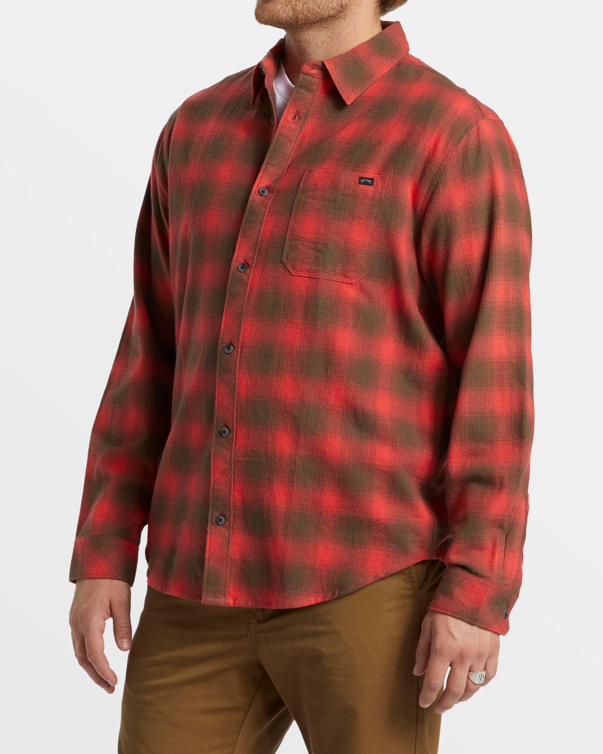 Coastline Long Sleeve Flannel Shirt - Red