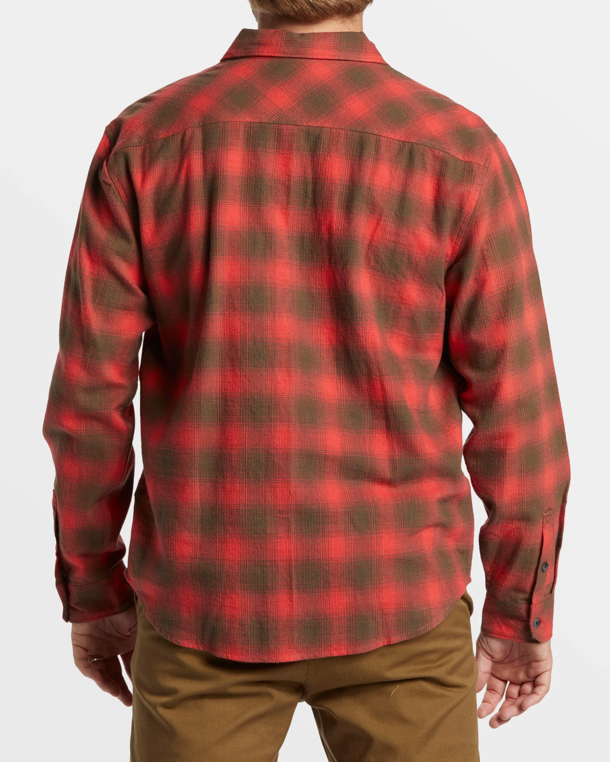 Coastline Long Sleeve Flannel Shirt - Red