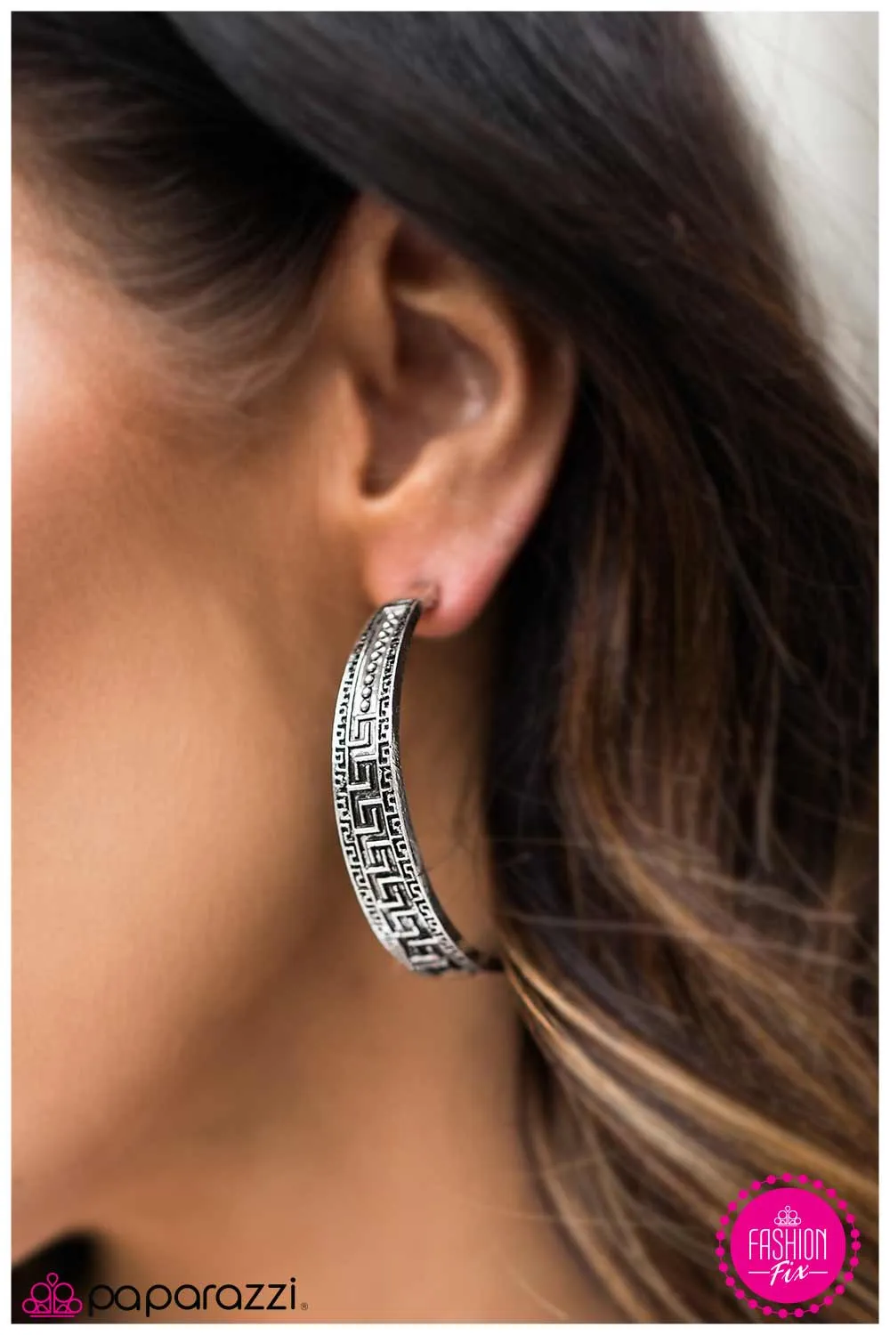 Conga Line Silver Hoop Earrings - Paparazzi Accessories