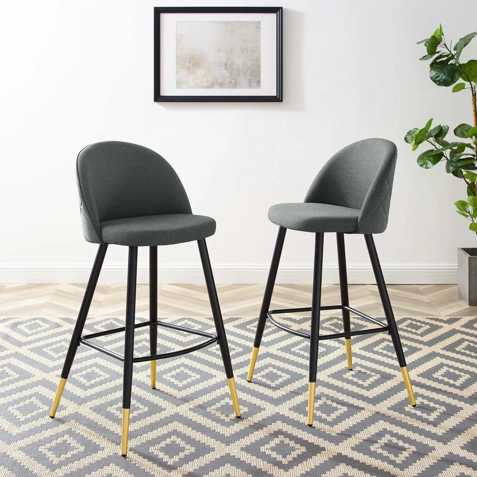 Cordial Fabric Bar Stools - Set of 2