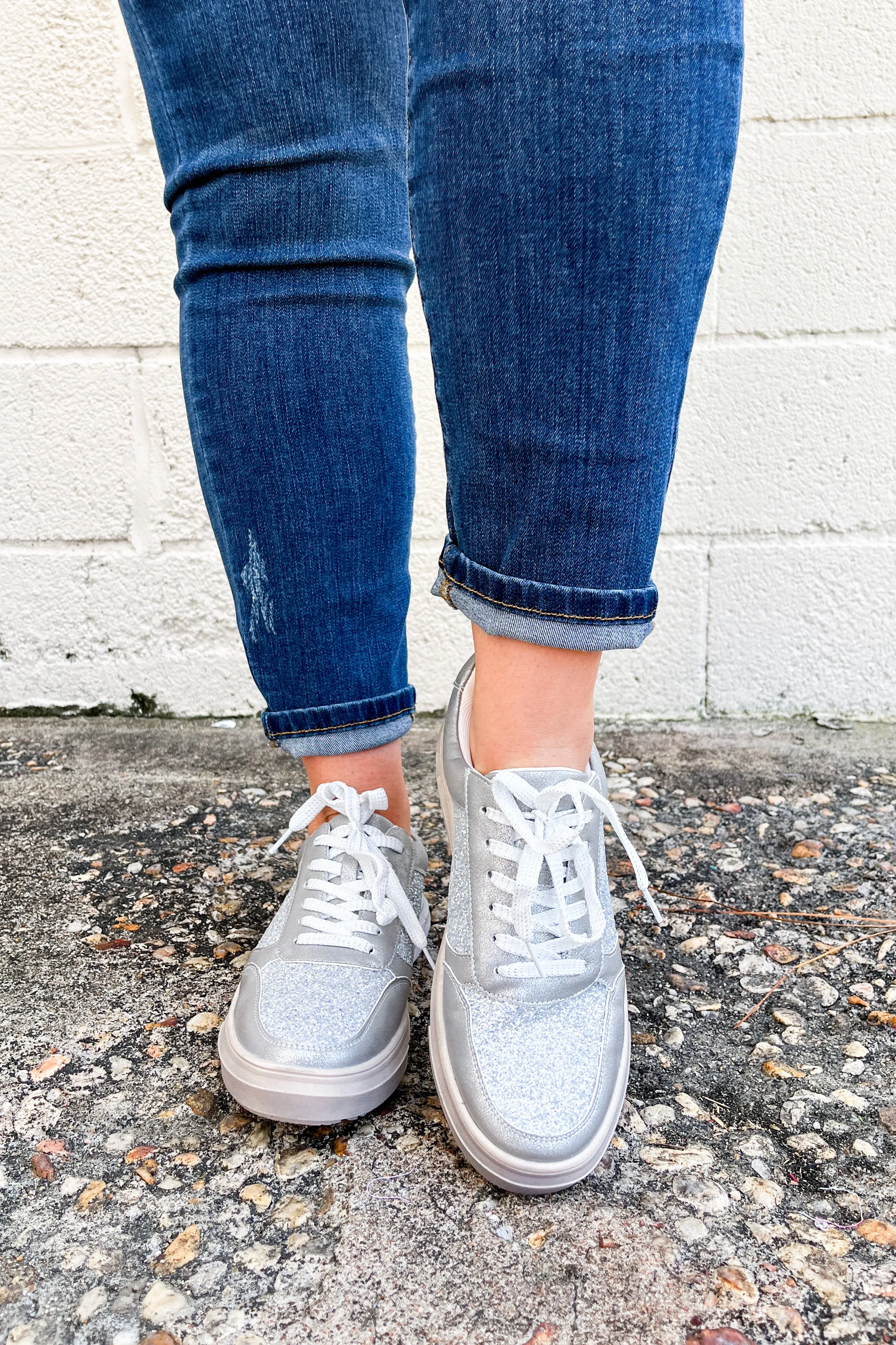 Corky's Rad Glitter Sneakers, Silver Metallic