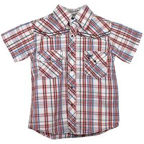 Cowboy Hardware Boys' Short Sleeve Plaid Snap Shirt