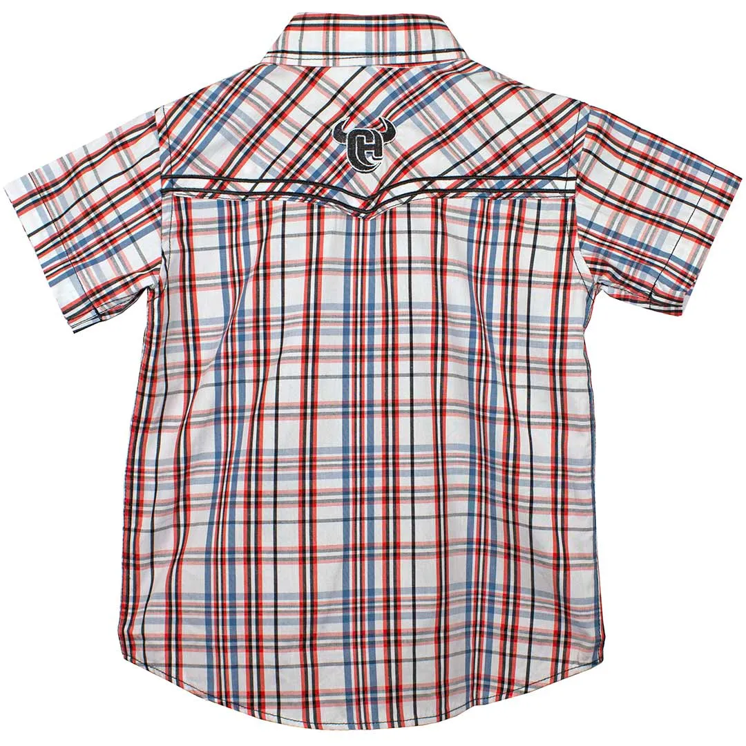 Cowboy Hardware Boys' Short Sleeve Plaid Snap Shirt