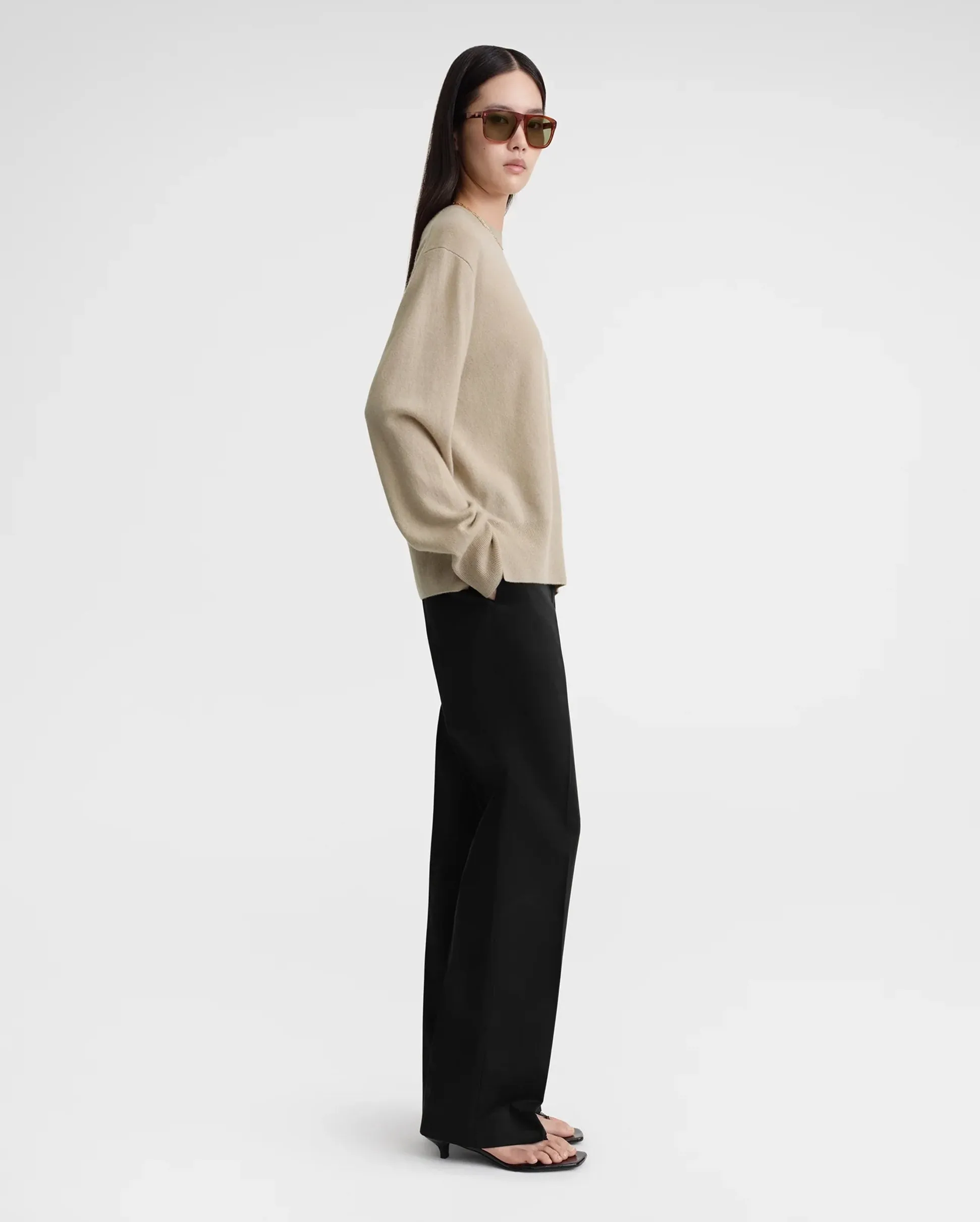 CREW-NECK CASHMERE KNIT / FAWN