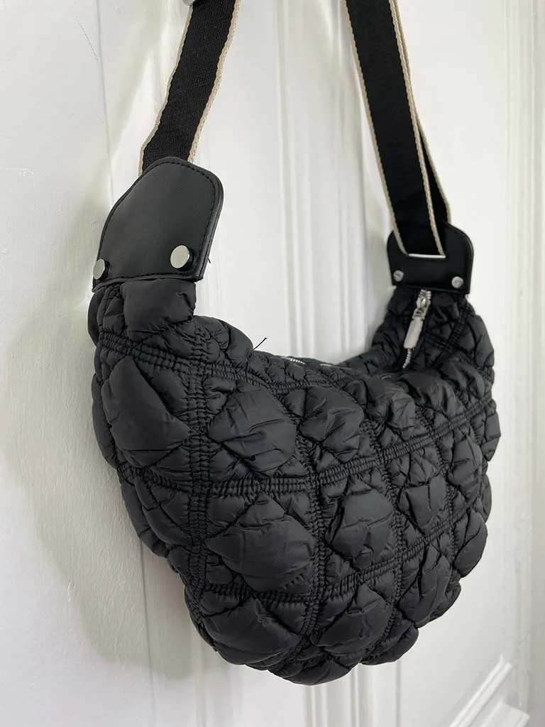 Crinkle Puff Bumbag - Black