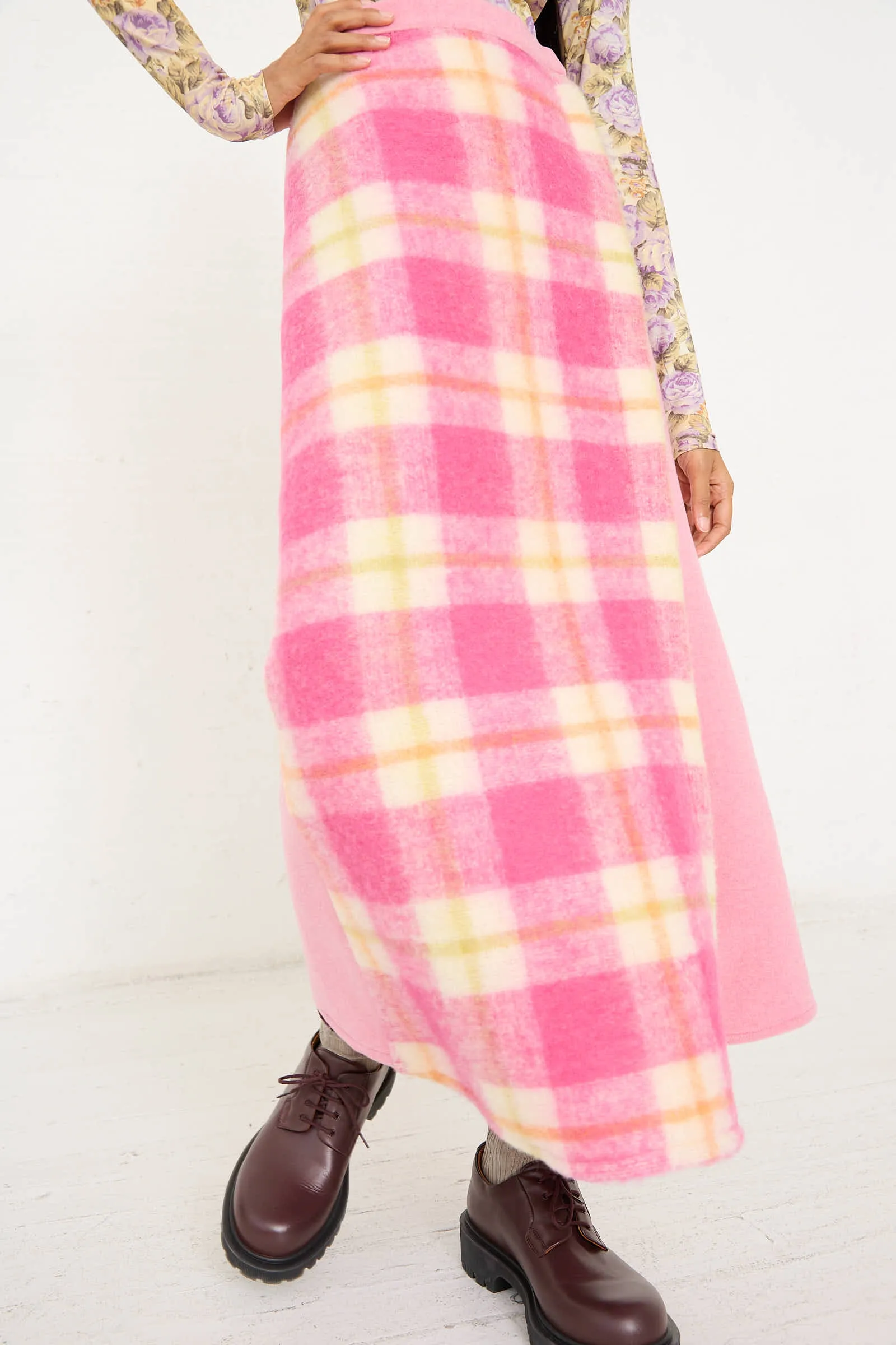 Crossed Skirt in White, Pink and Green Check