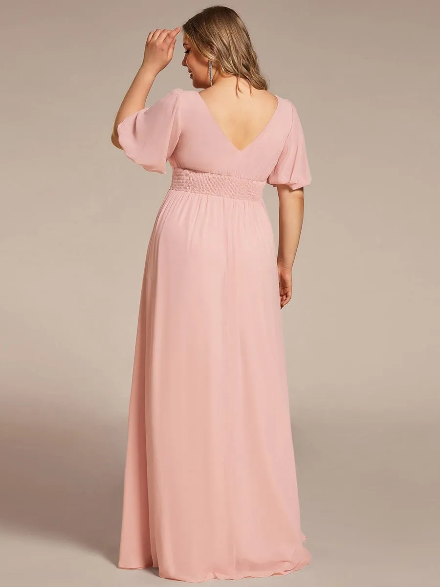 Custom Size V-Neck Front Slit Chiffon Evening Dress