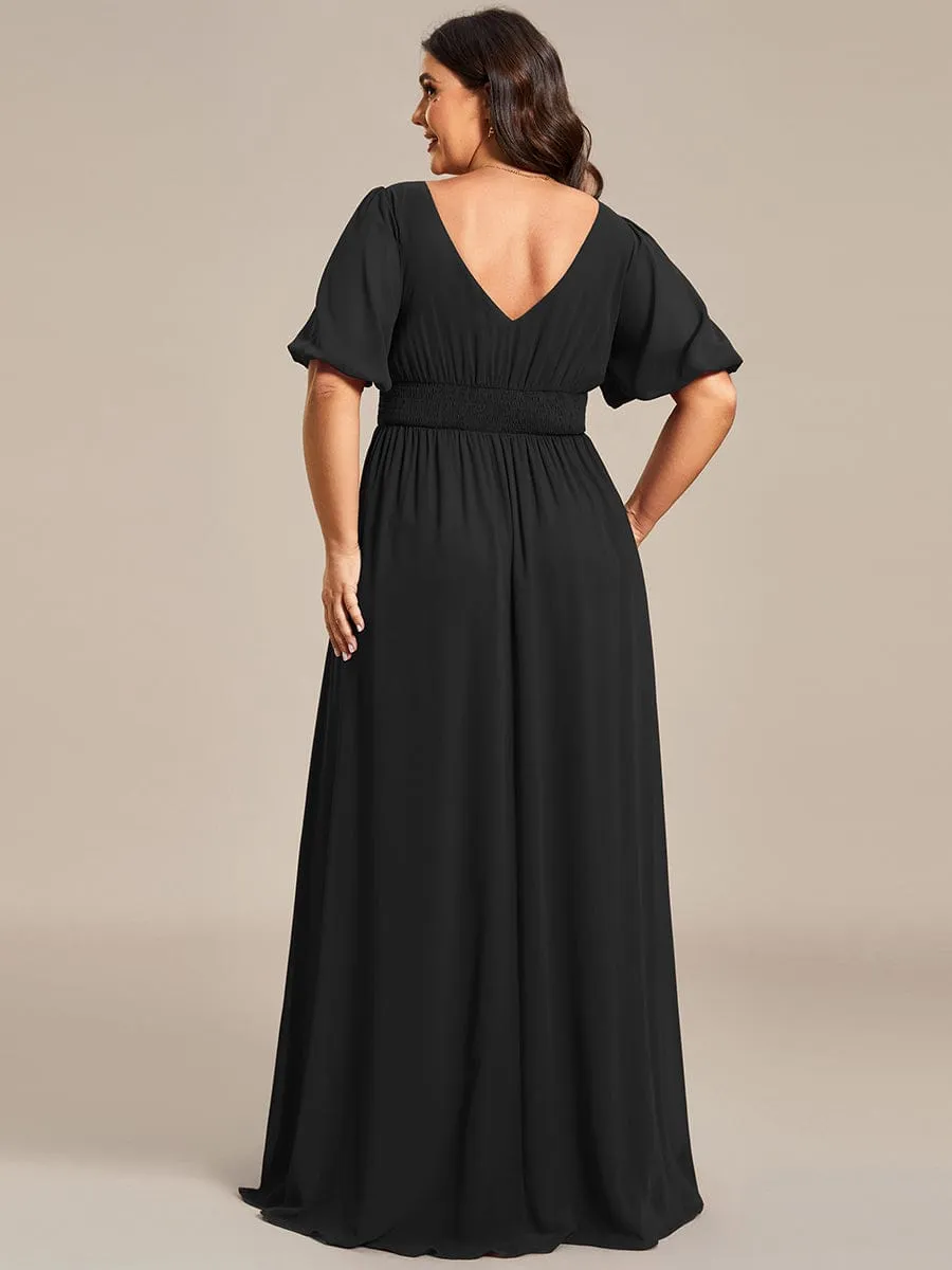 Custom Size V-Neck Front Slit Chiffon Evening Dress