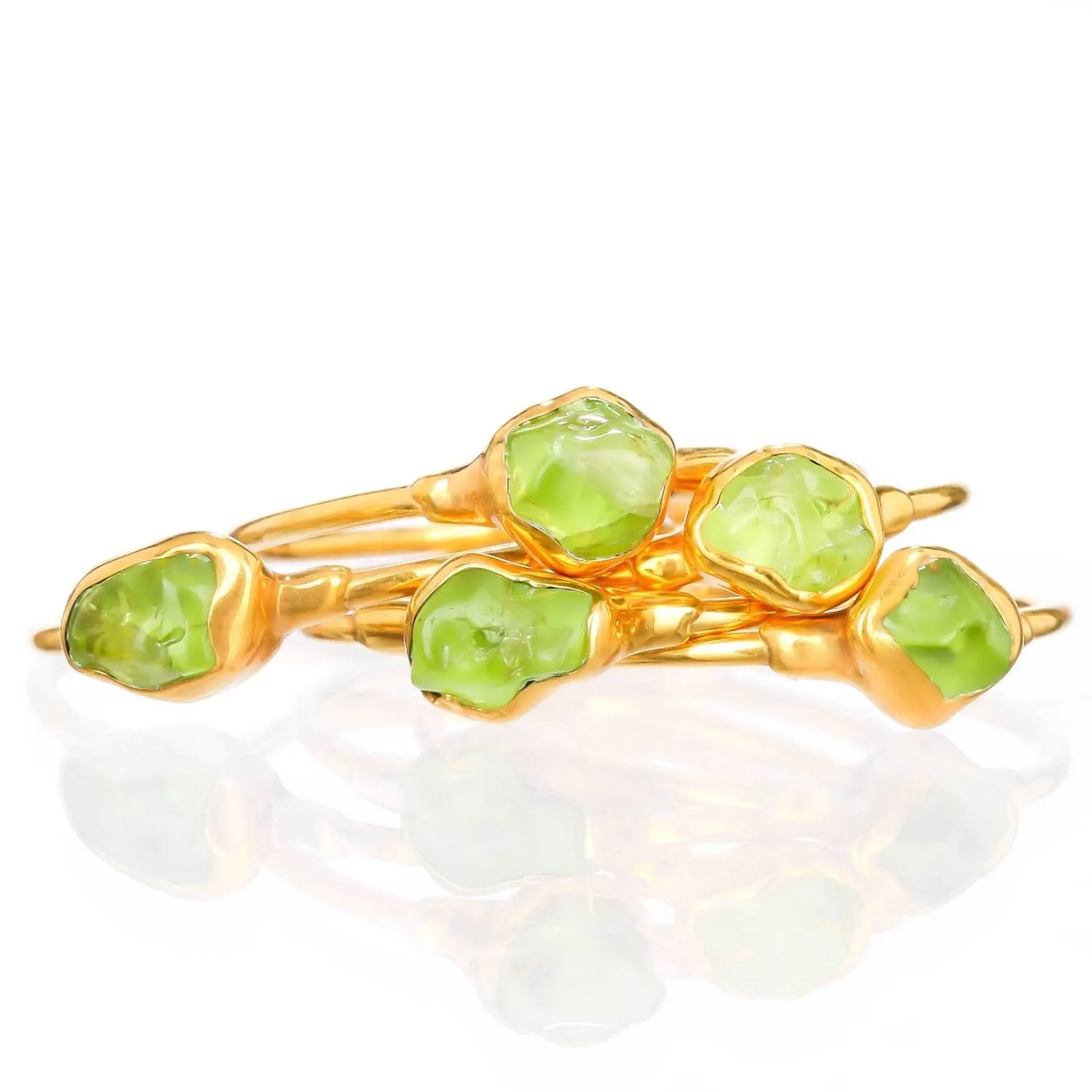 Dainty Raw Peridot Ring