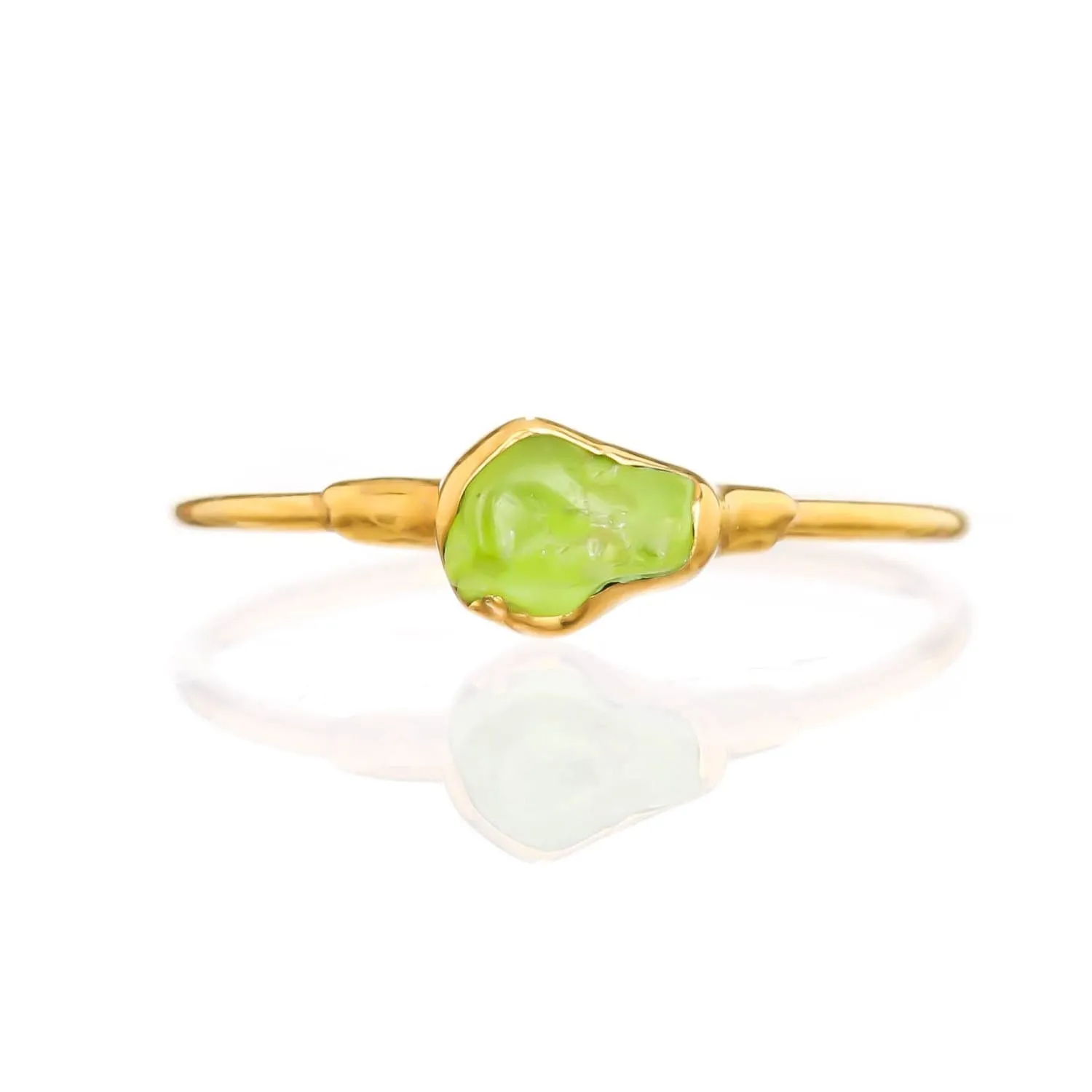 Dainty Raw Peridot Ring