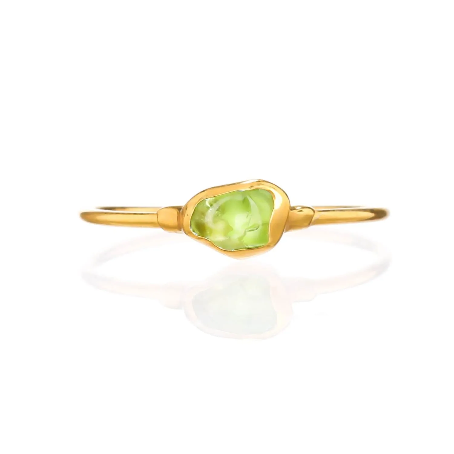 Dainty Raw Peridot Ring