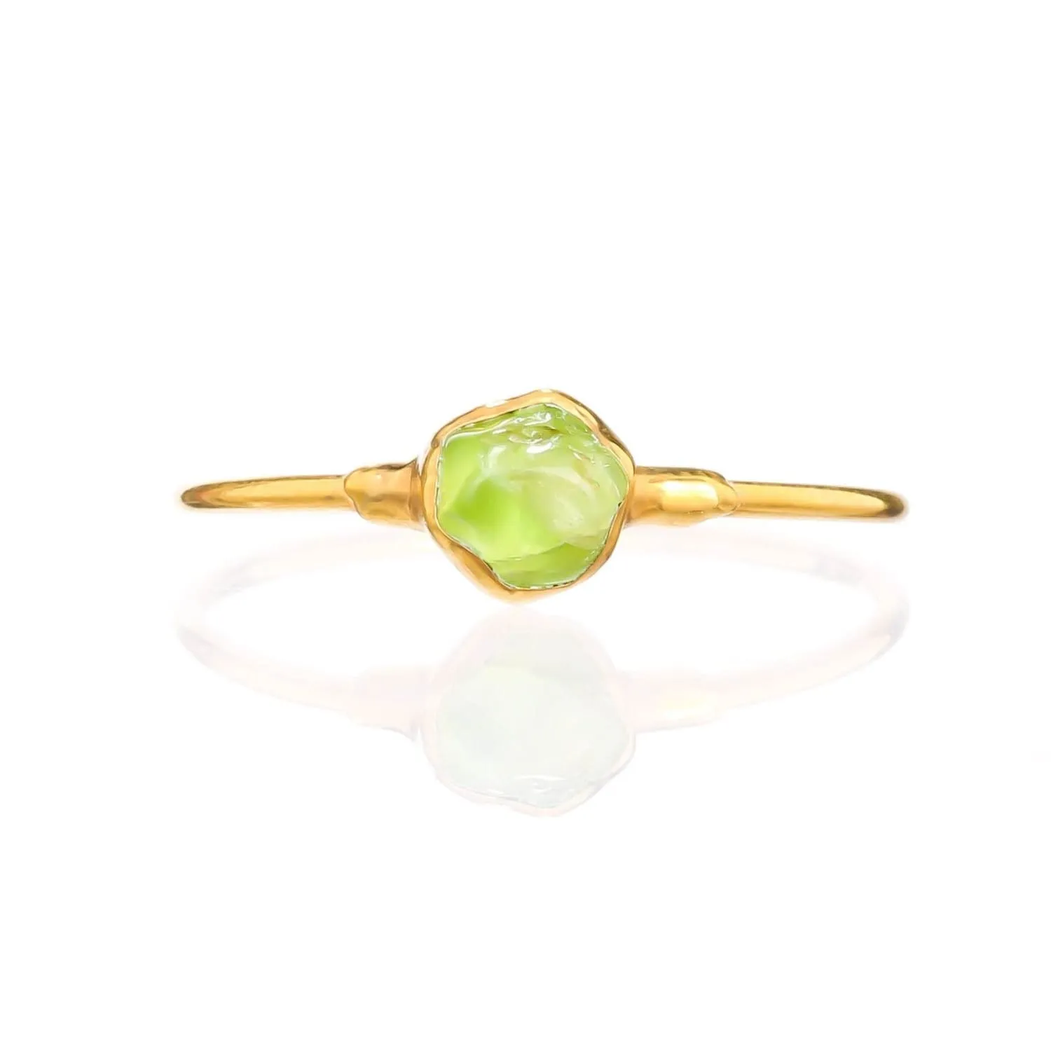 Dainty Raw Peridot Ring