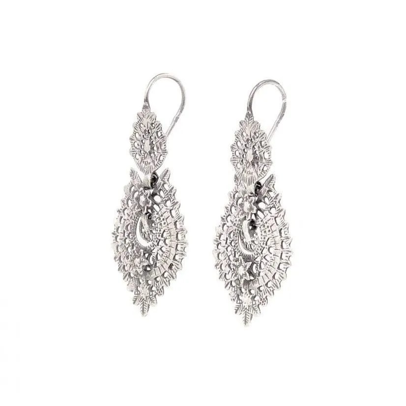 Dainty Sterling Silver Filigree Queen Earrings