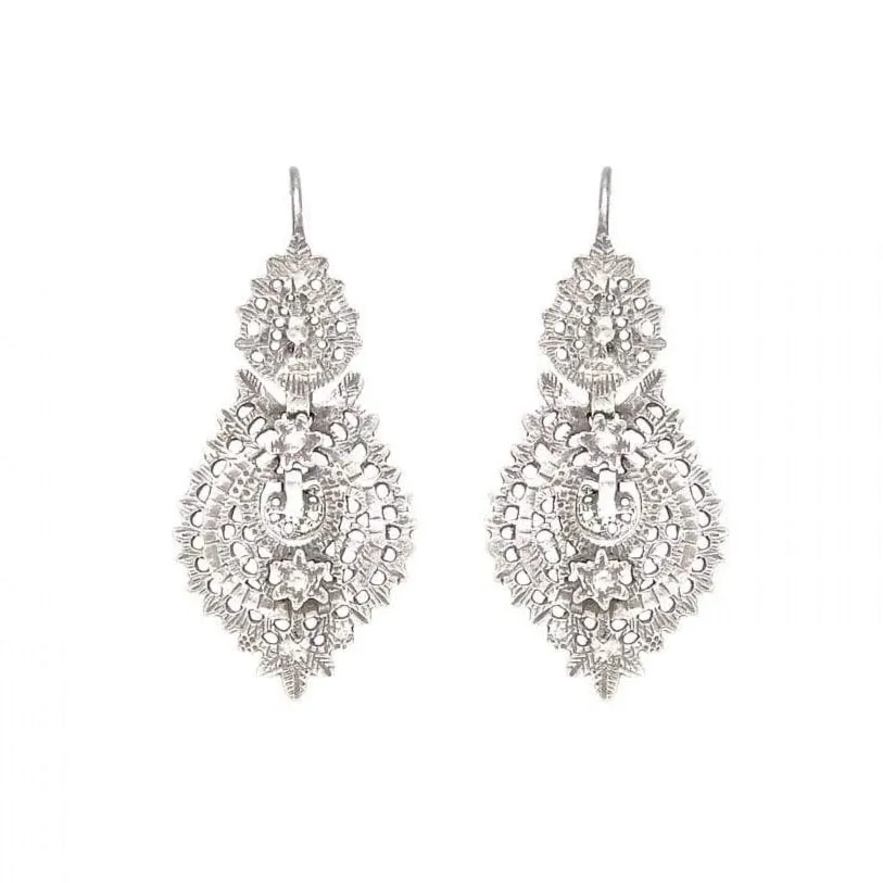 Dainty Sterling Silver Filigree Queen Earrings