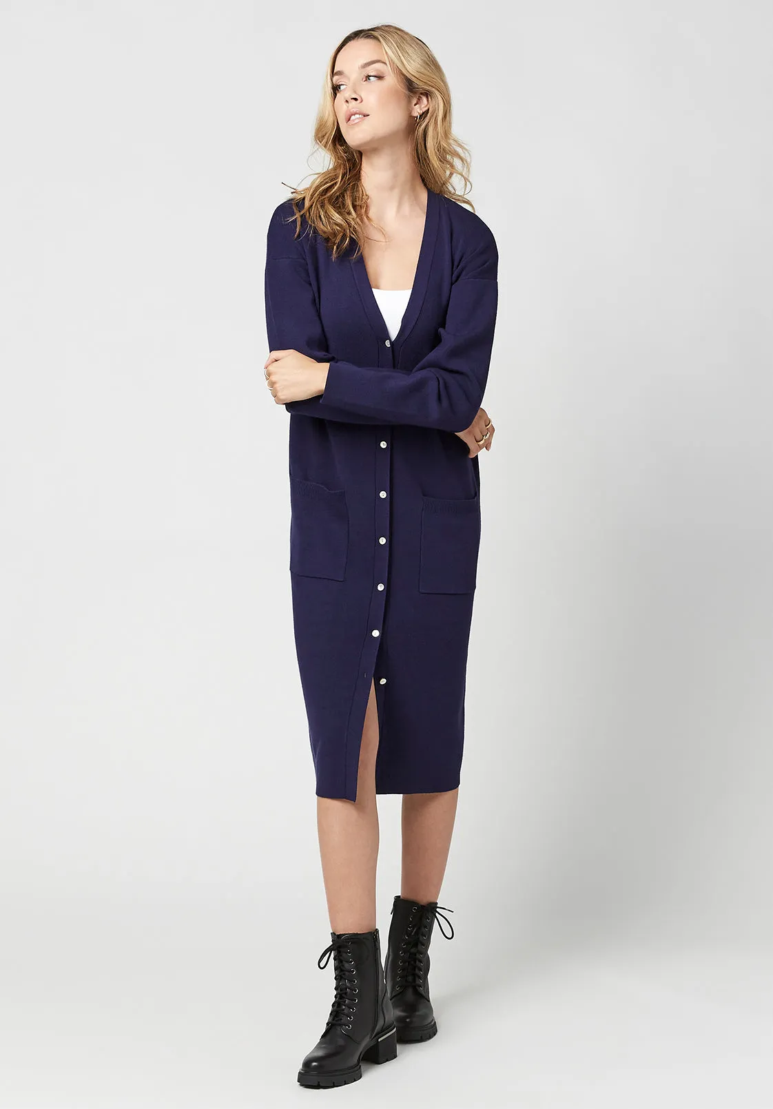 Darby Women's Duster Cardigan in Navy - SW0623H