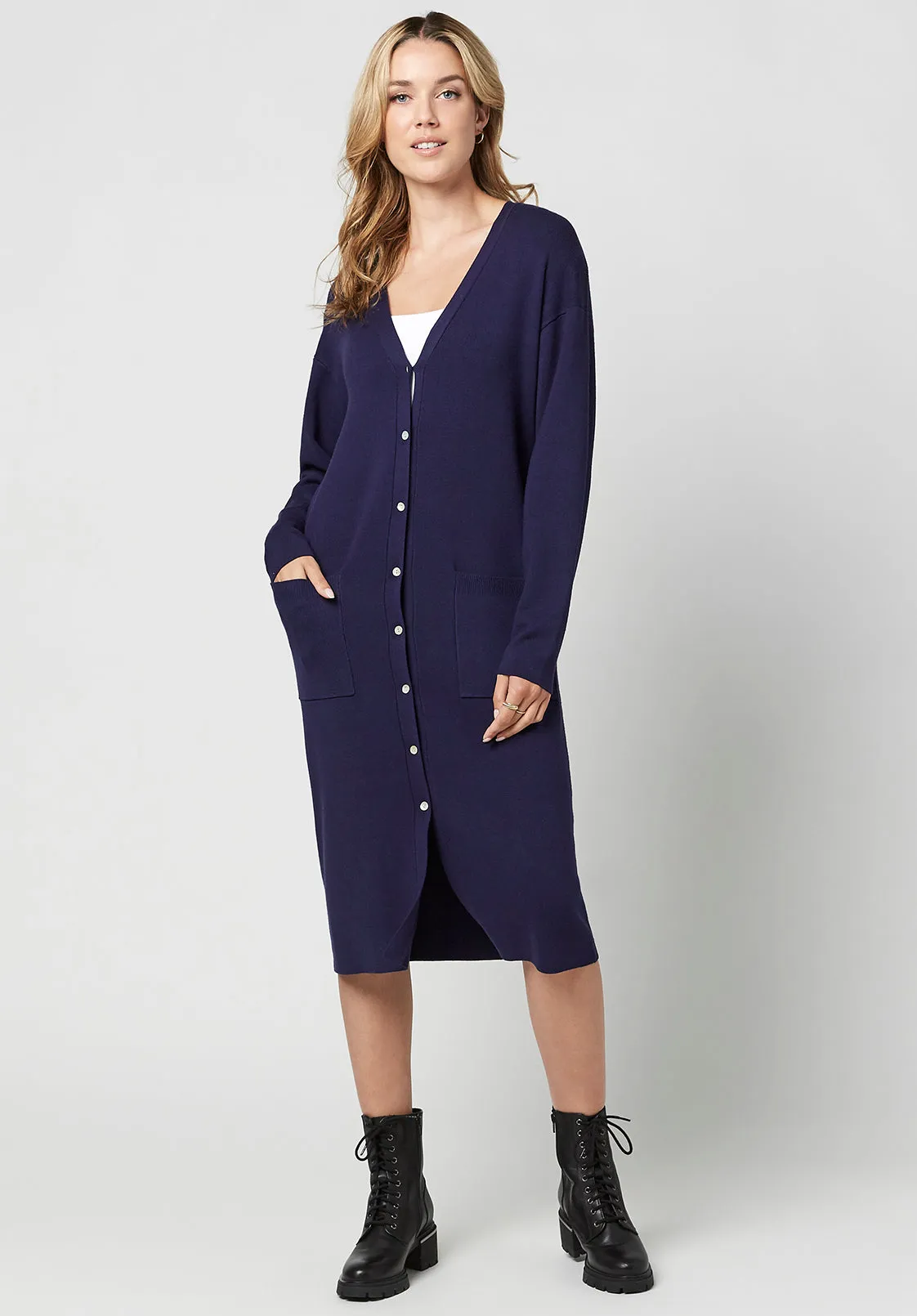 Darby Women's Duster Cardigan in Navy - SW0623H