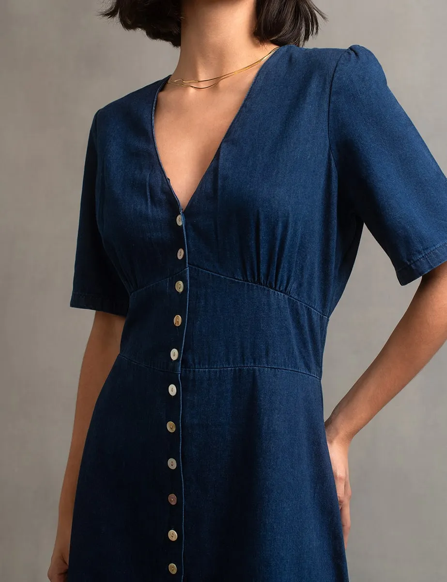 Dark Denim Alexa Midi Tea Dress