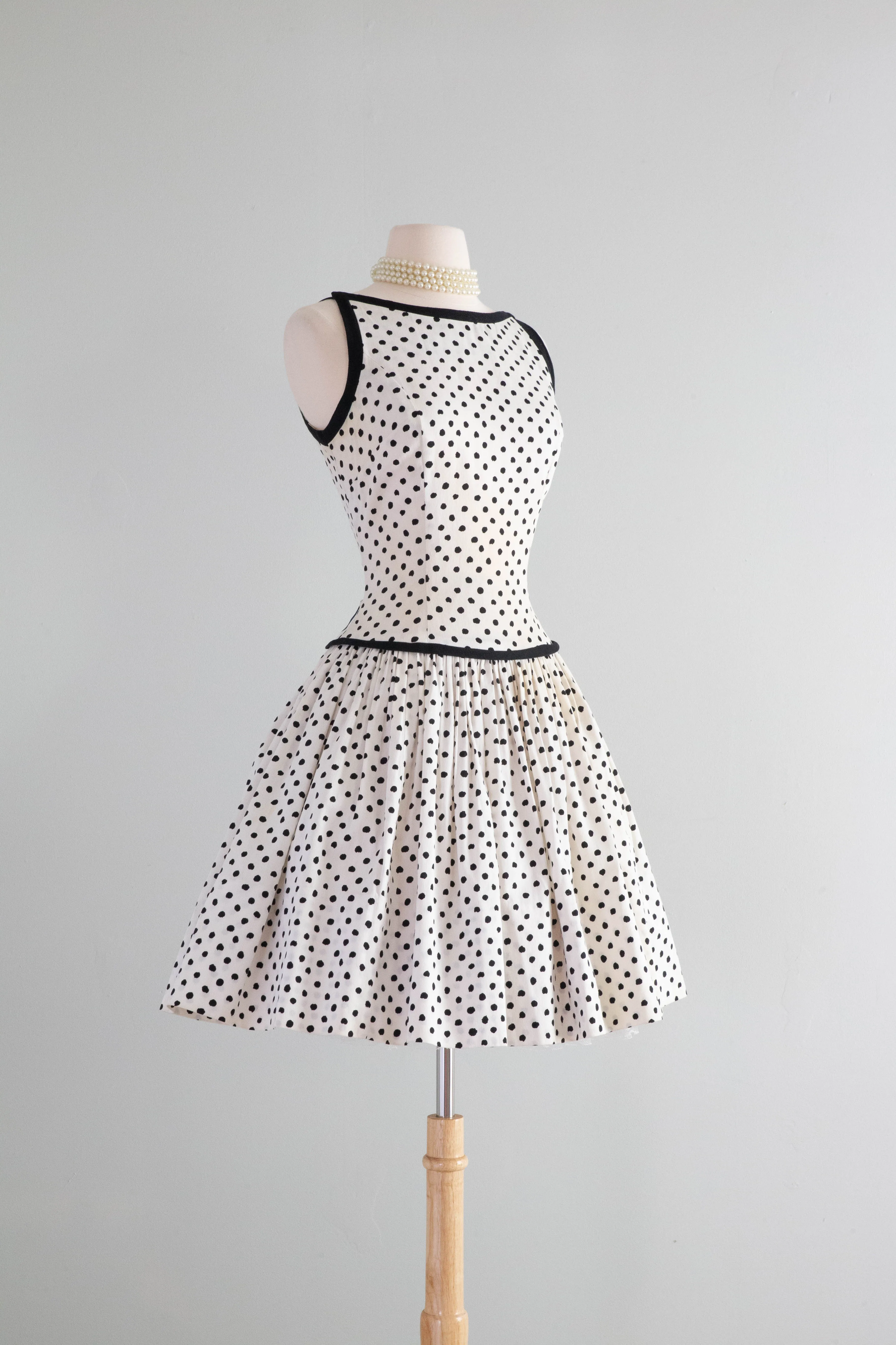 Darling 1950's Polka Dot Cotton Sundress By Johnnye Jr. / Small