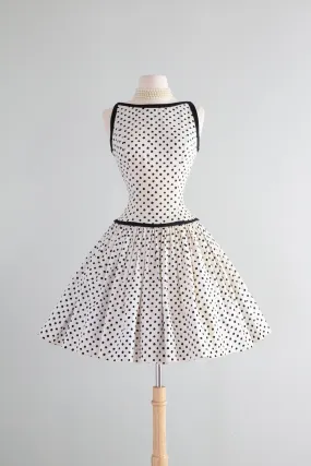 Darling 1950's Polka Dot Cotton Sundress By Johnnye Jr. / Small