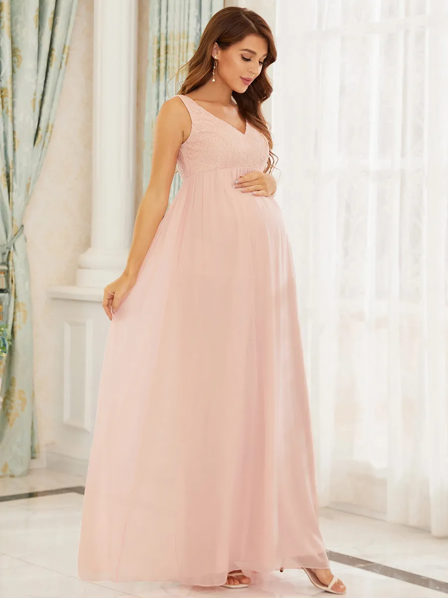 Deep V Neck A Line Sleeveless Wholesale Maternity Dresses