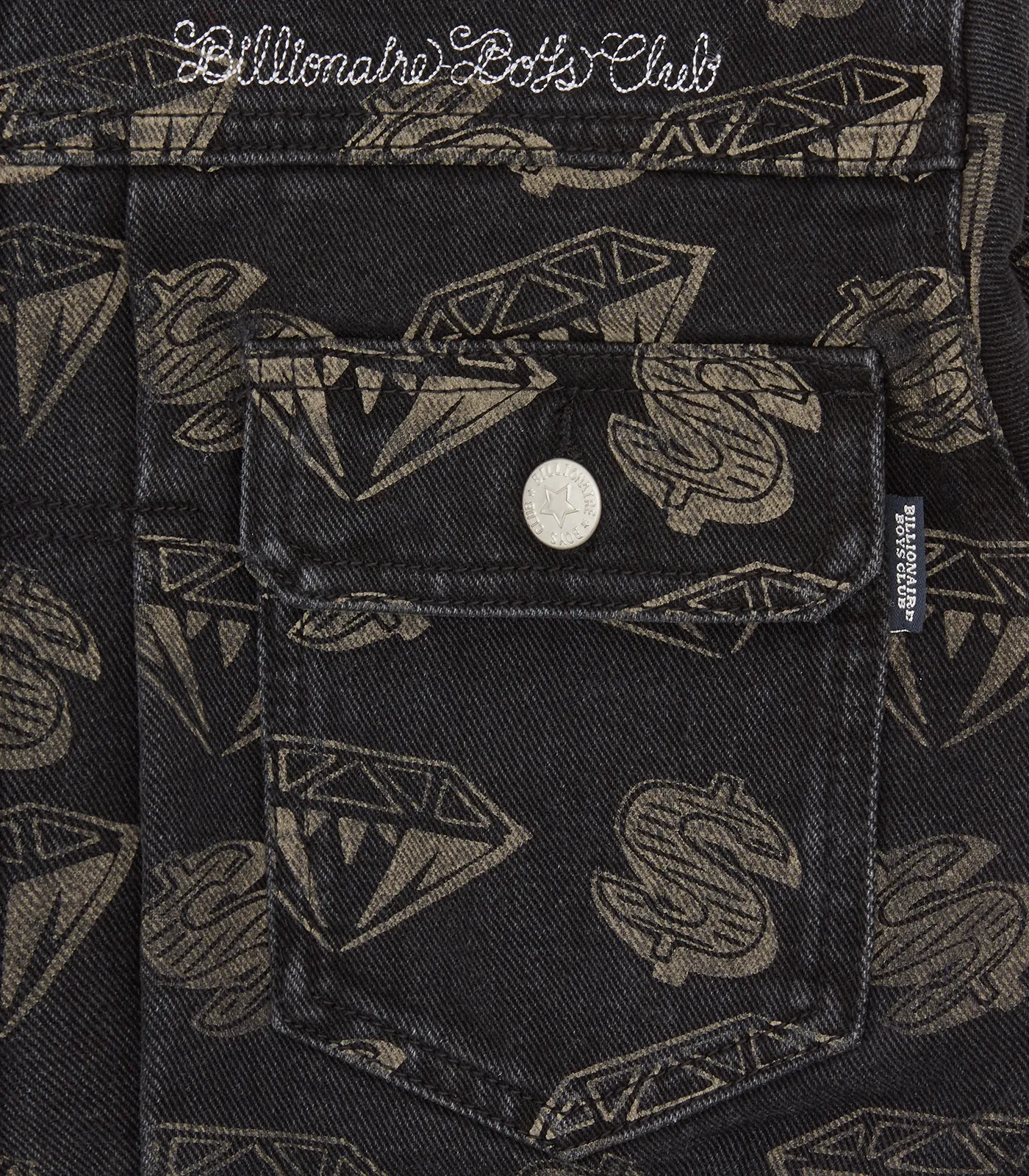 DIAMONDS & DOLLARS DENIM JACKET - BLACK