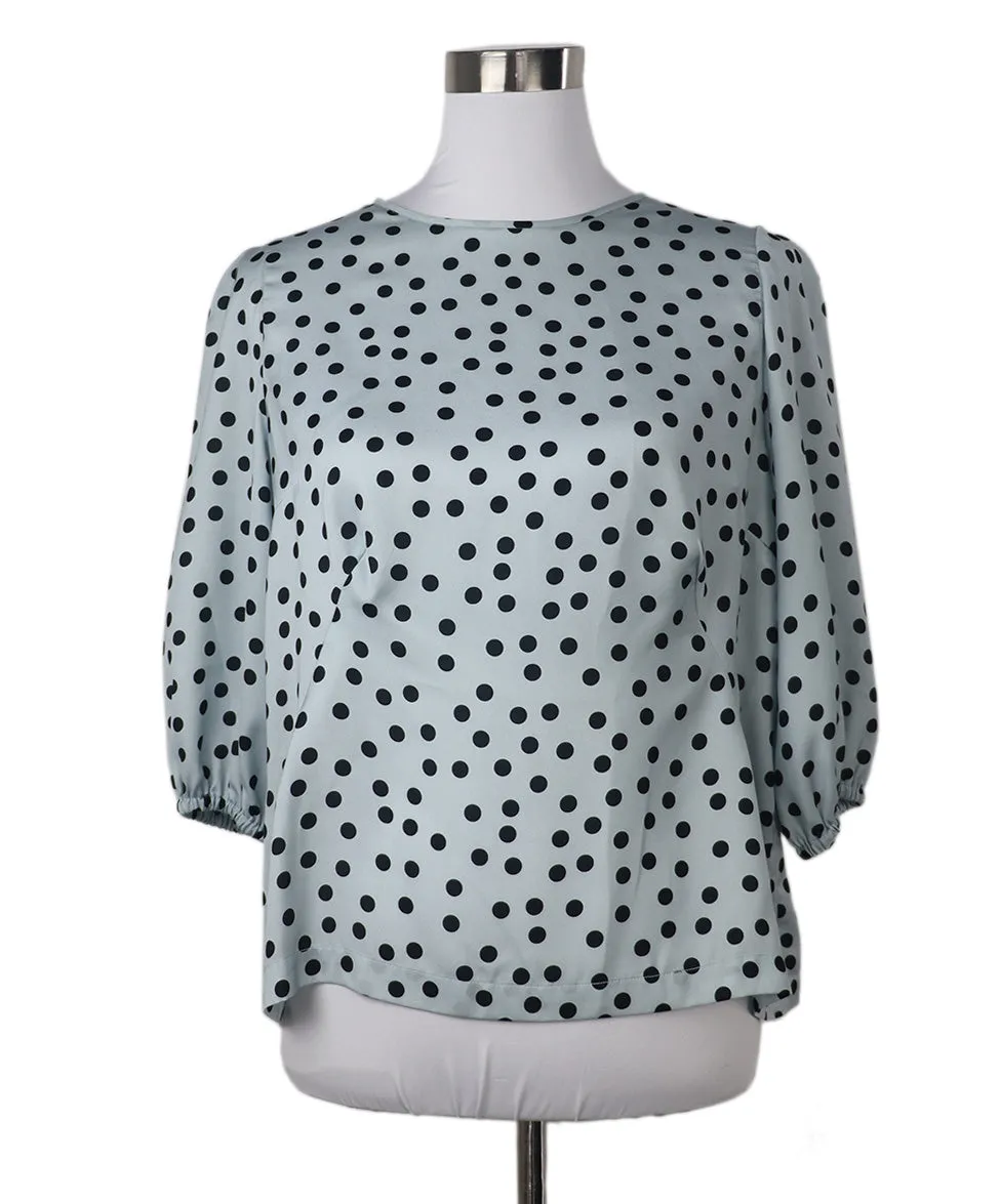 Dolce & Gabbana Size 8 Grey Black Polka Dots Silk Top