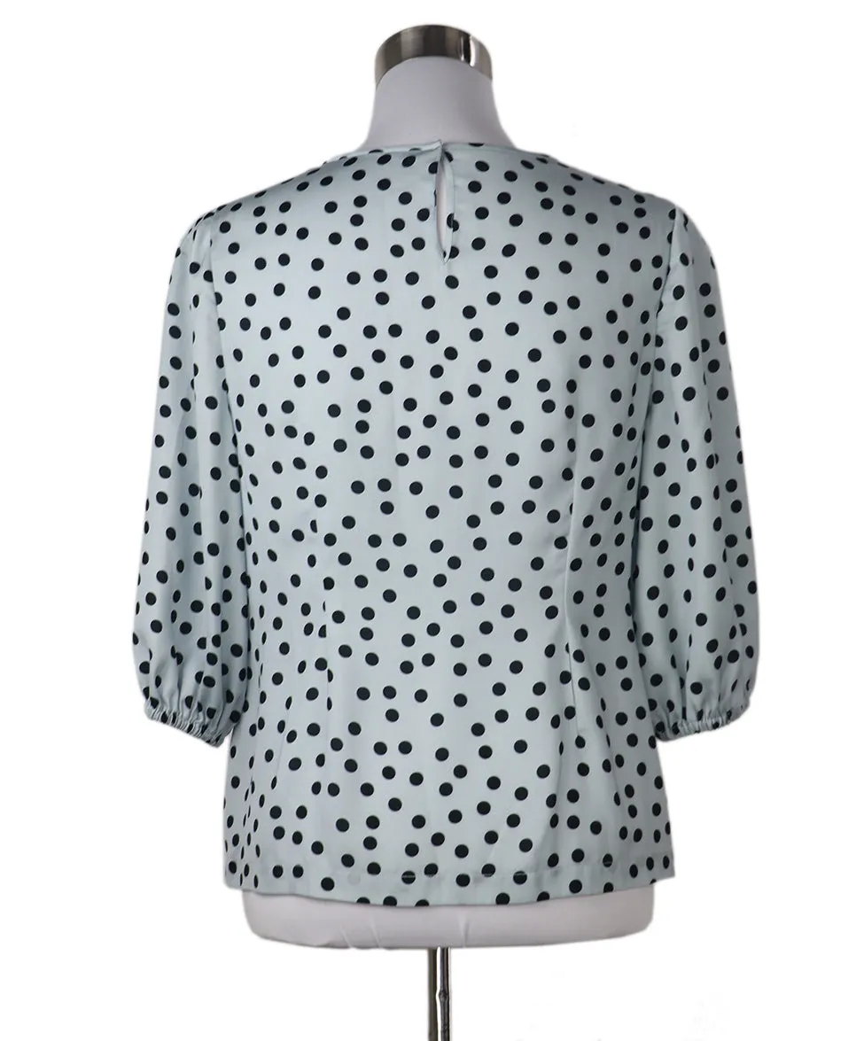 Dolce & Gabbana Size 8 Grey Black Polka Dots Silk Top