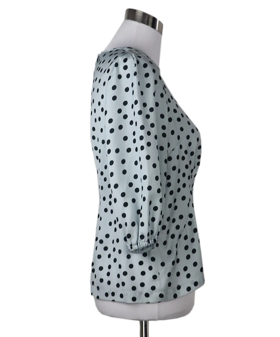 Dolce & Gabbana Size 8 Grey Black Polka Dots Silk Top