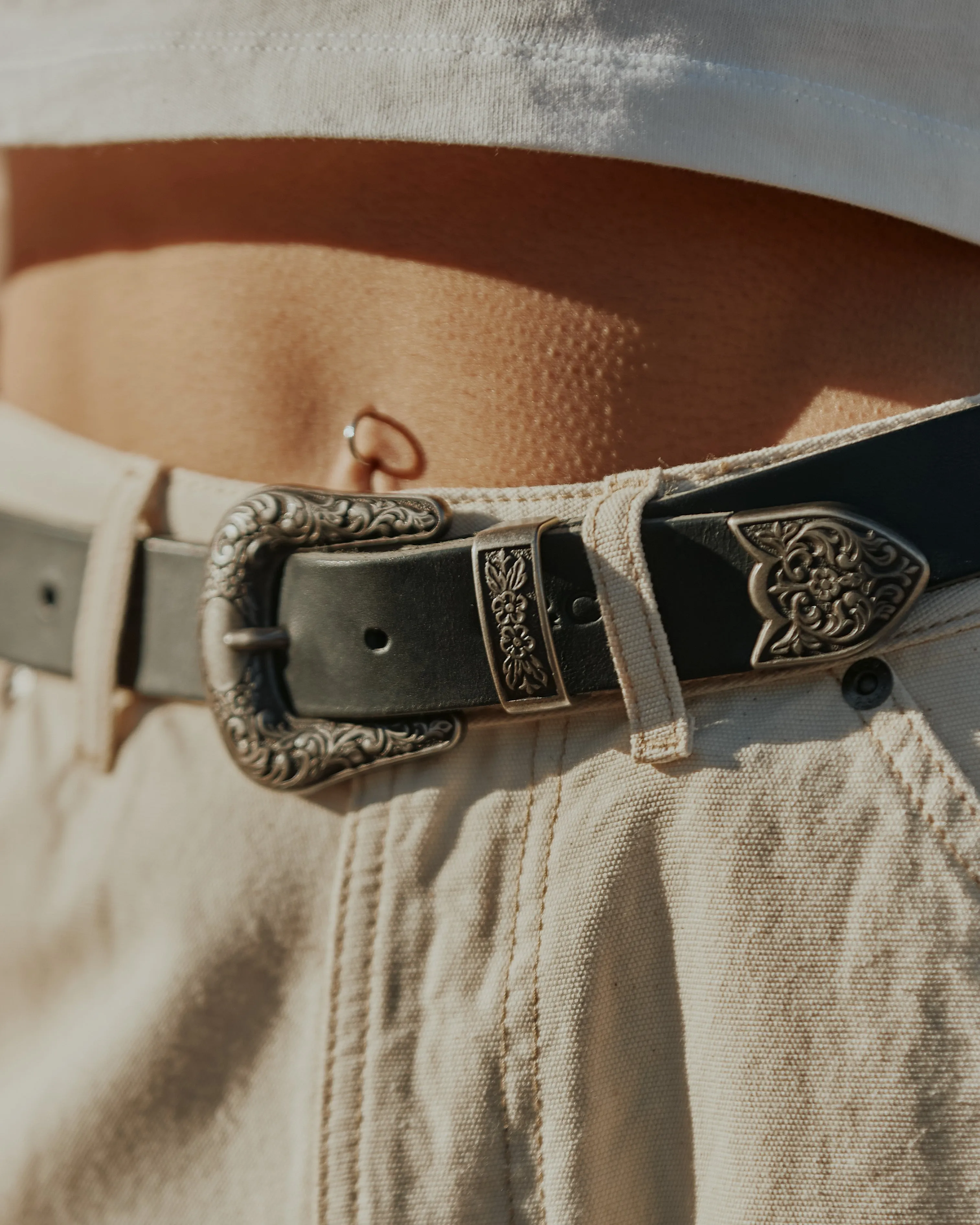 Dolly Western Leather Belt - Black