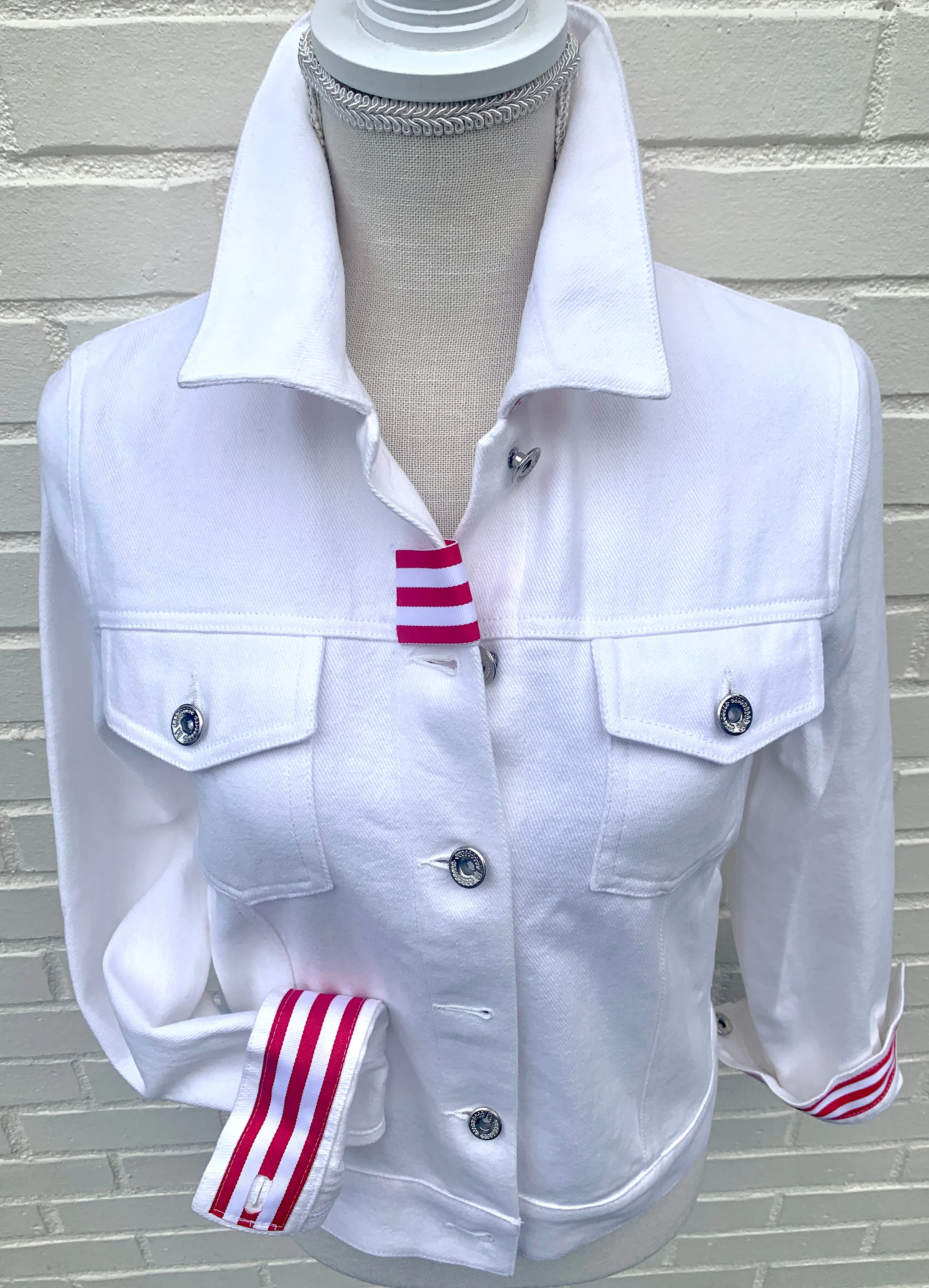 Dorothy White Denim Jacket w Stars and Stripes (DWJ14)