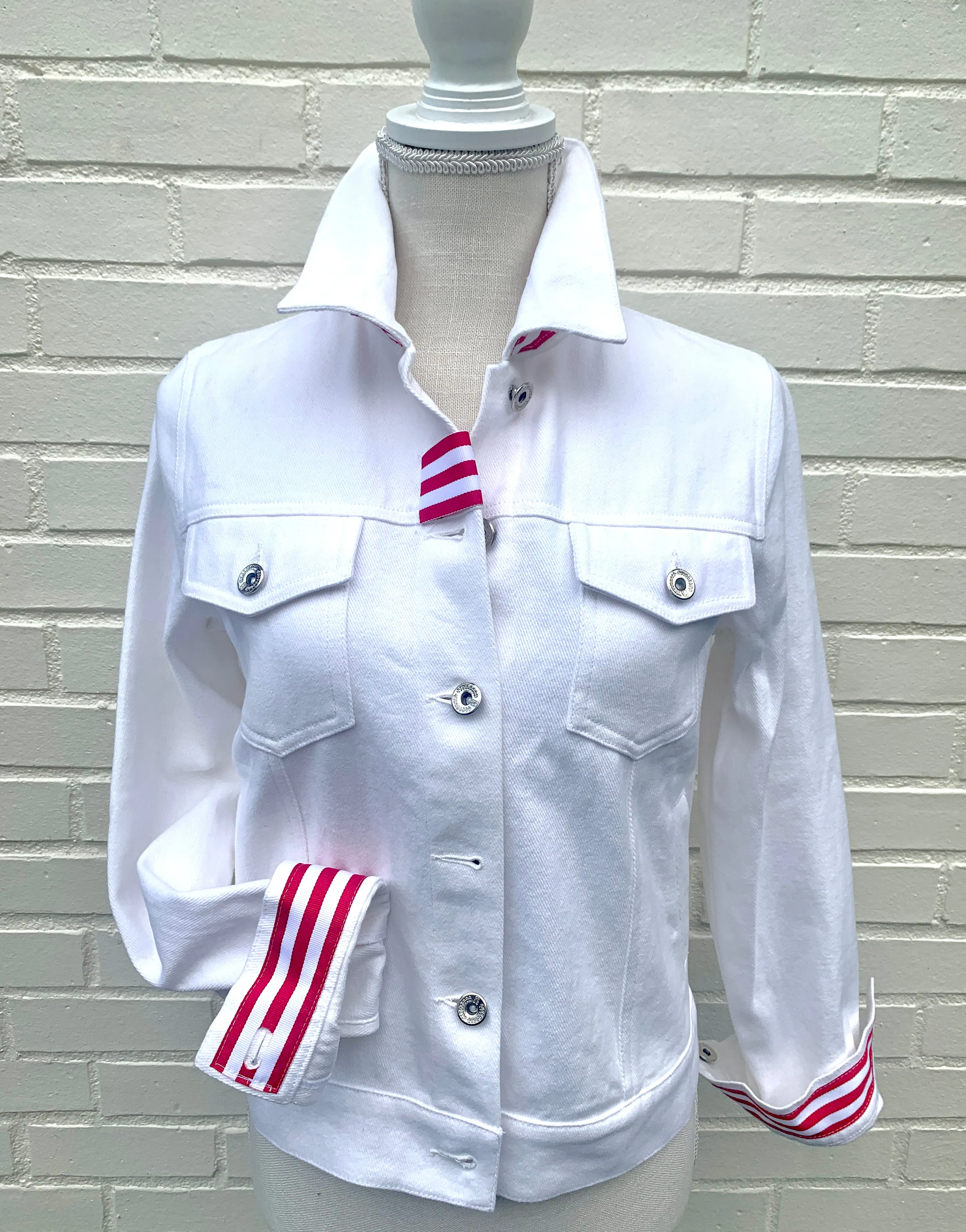 Dorothy White Denim Jacket w Stars and Stripes (DWJ14)