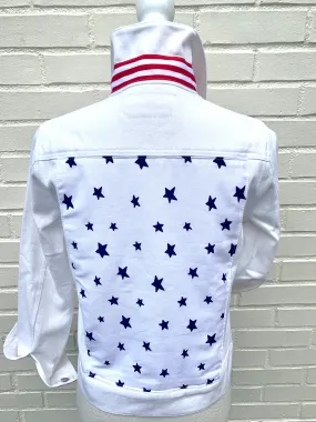 Dorothy White Denim Jacket w Stars and Stripes (DWJ14)