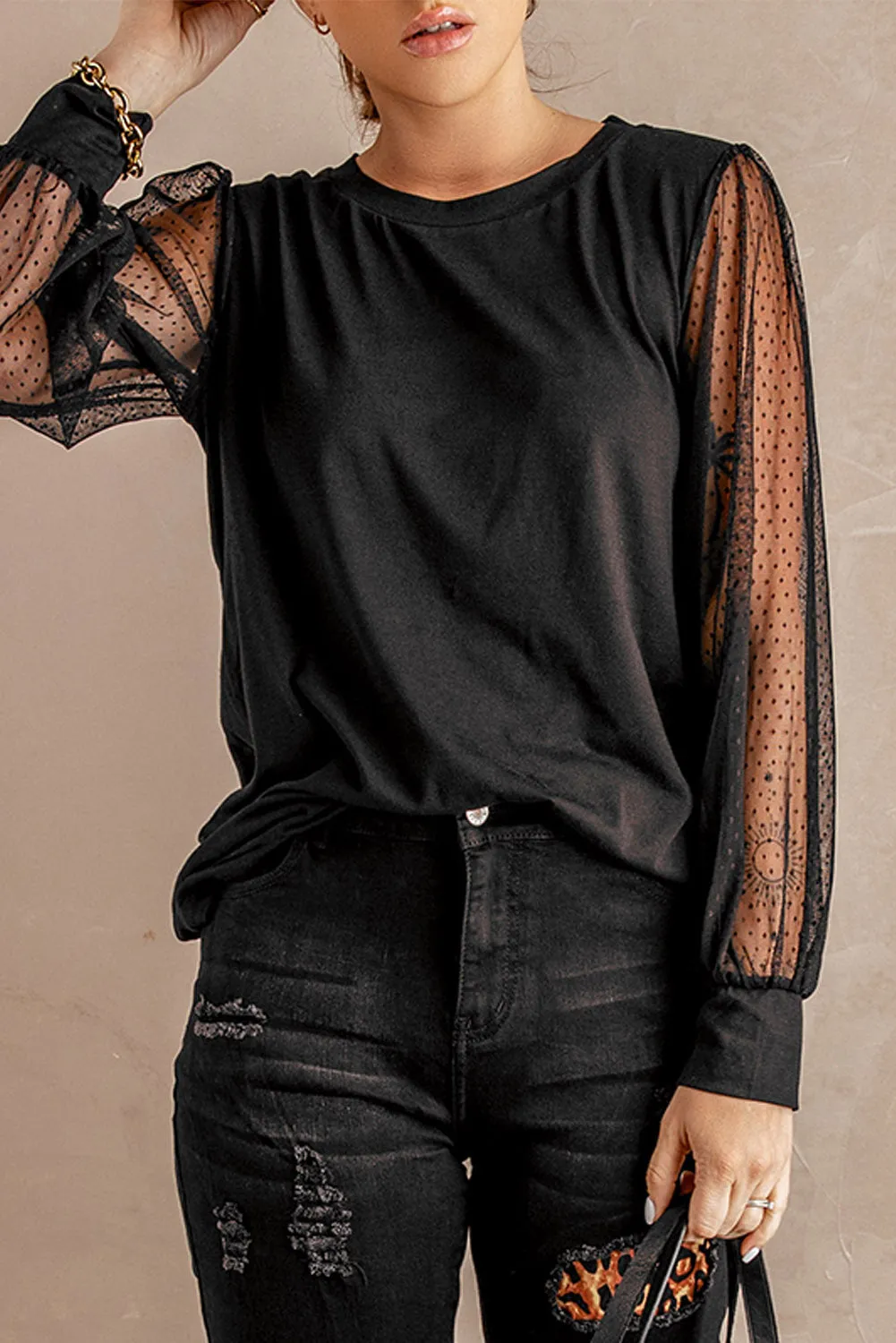 Dotted Lantern Sleeve Top