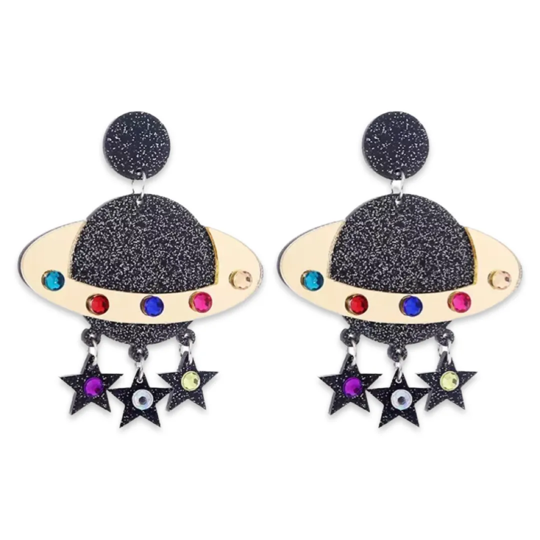 Earrings - Glitter Planet & Stars drops