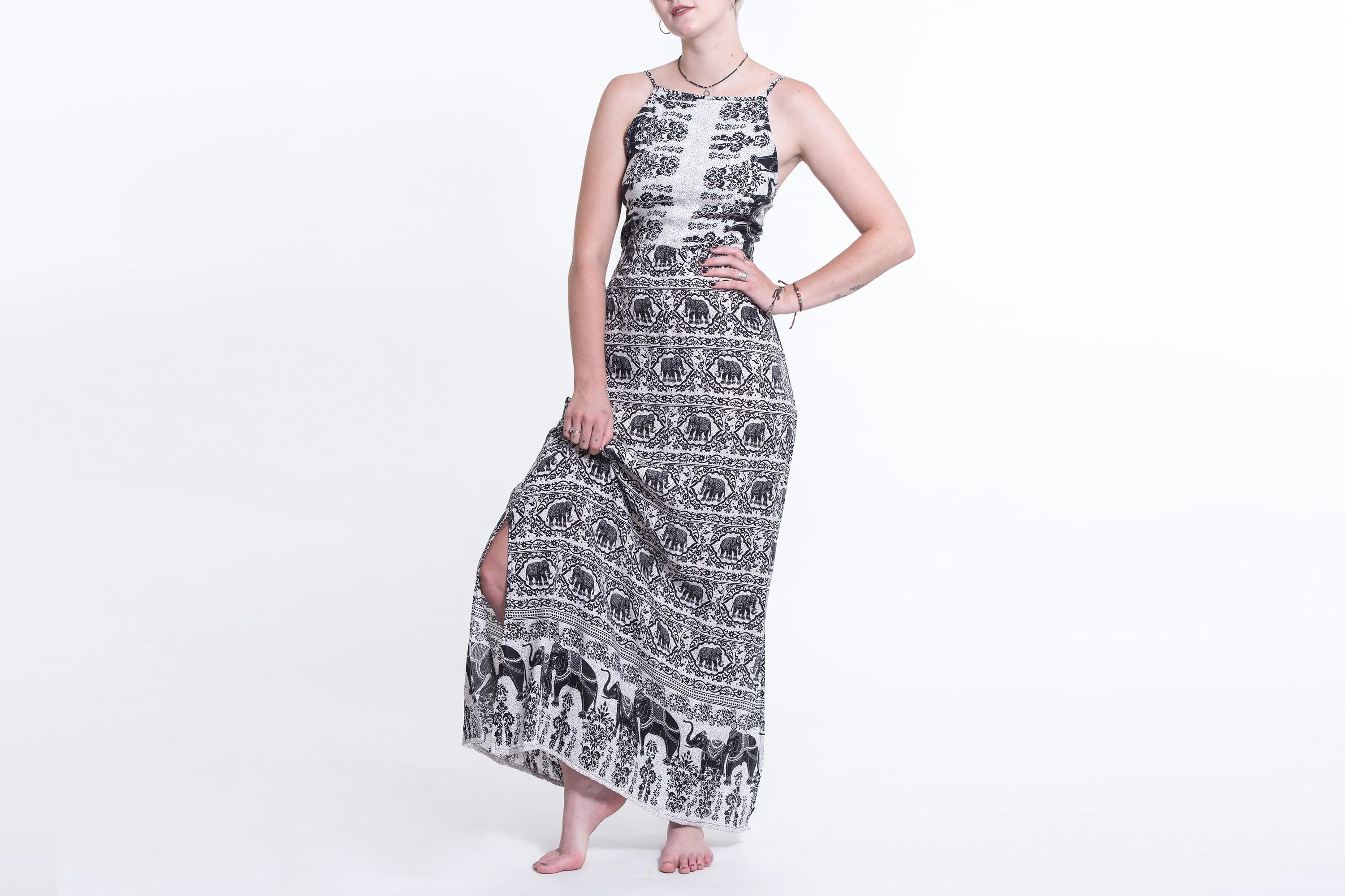 Elephant Deva Tie Back Maxi Dress in White