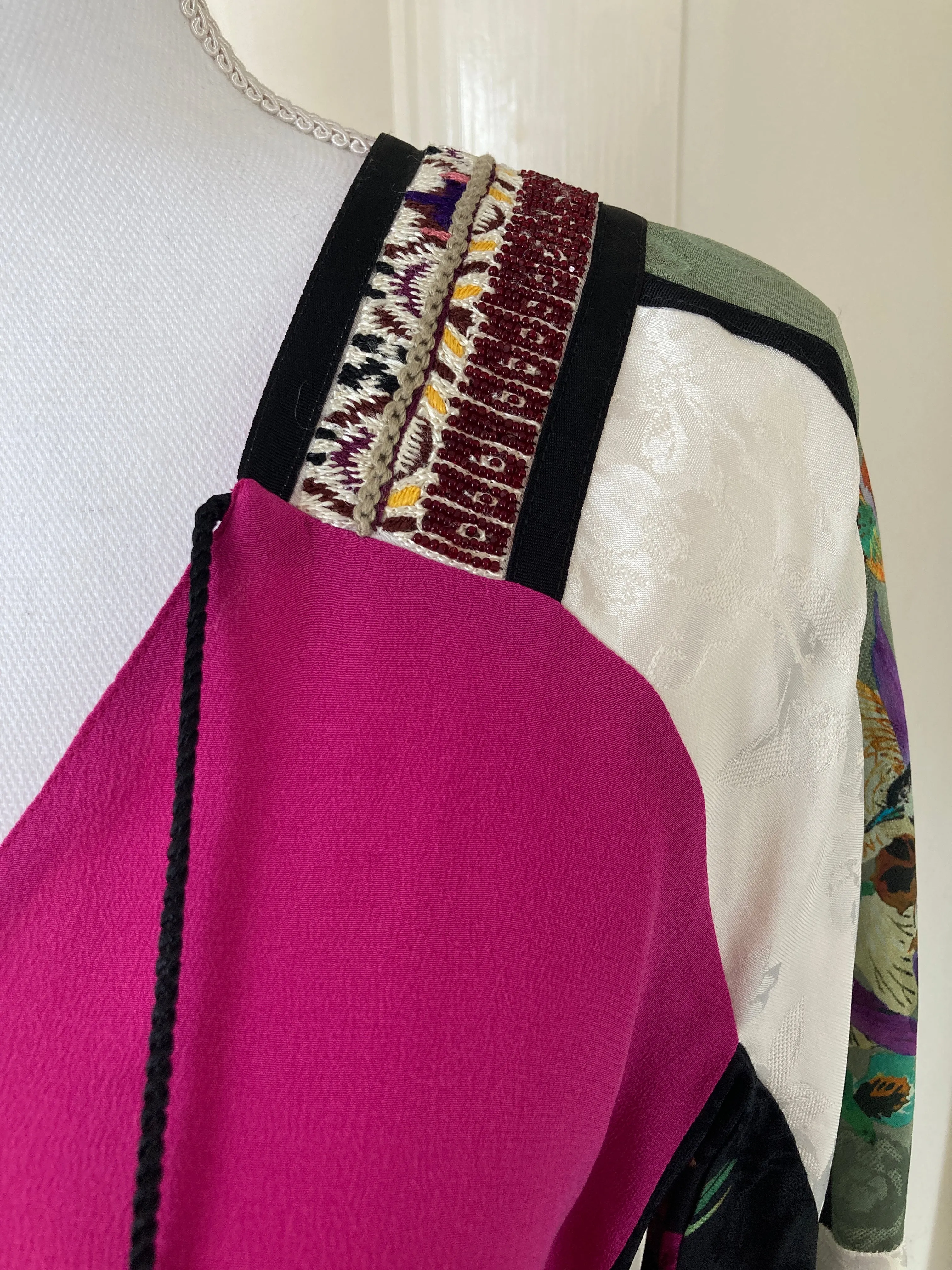 Etro Colorblock Fuchsia Silk Tunic, M