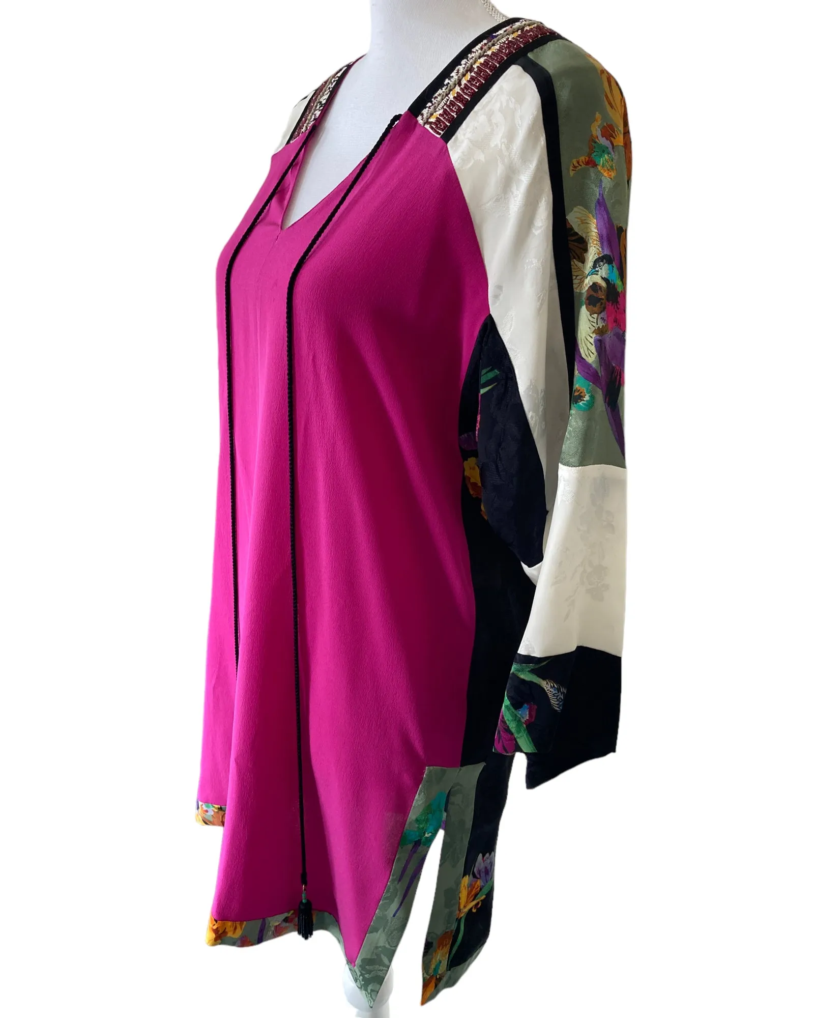 Etro Colorblock Fuchsia Silk Tunic, M