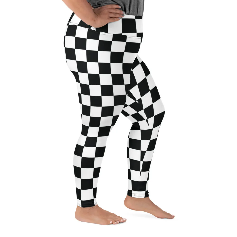 Fashionable Fitness: Women's Plus Size Checkered Leggings