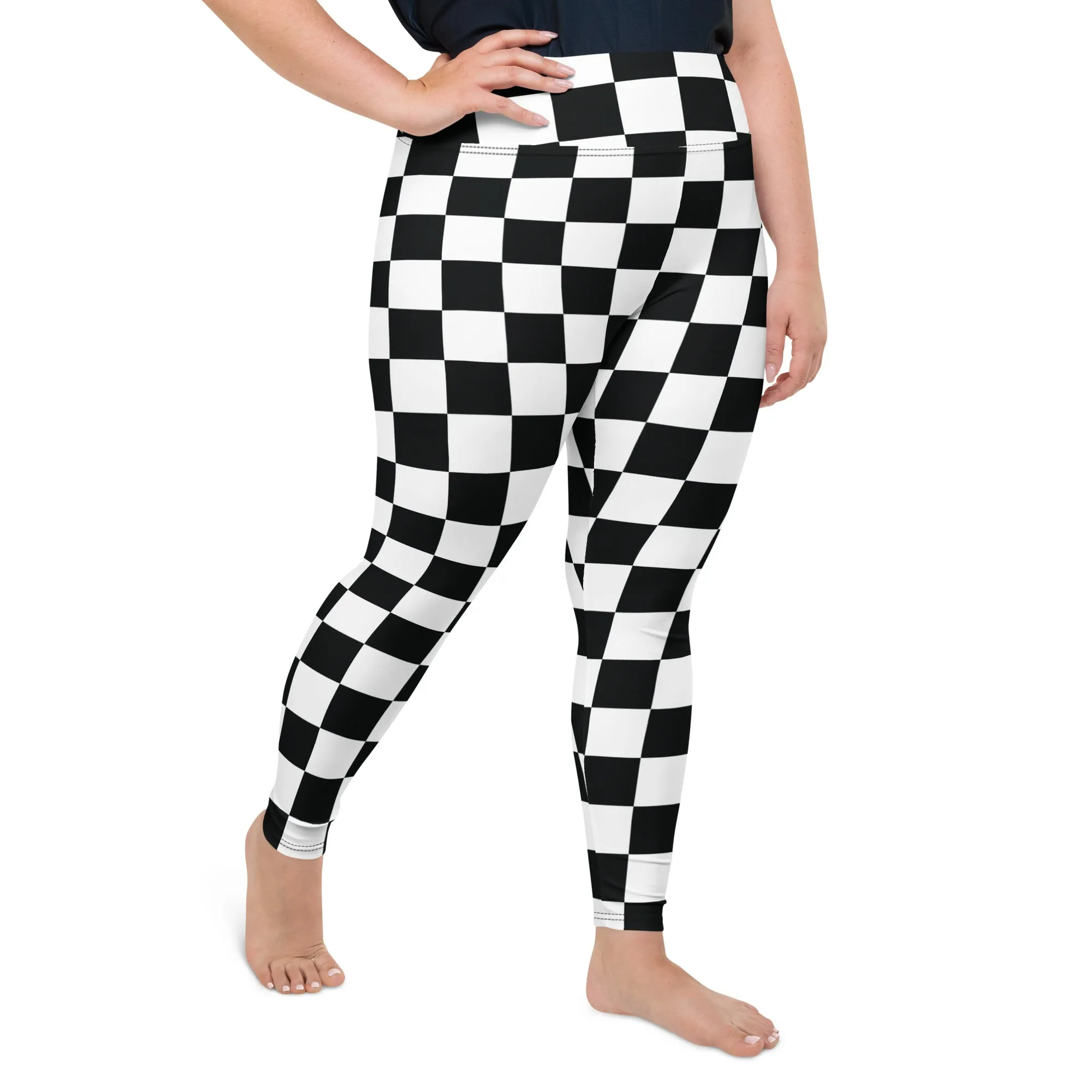 Fashionable Fitness: Women's Plus Size Checkered Leggings