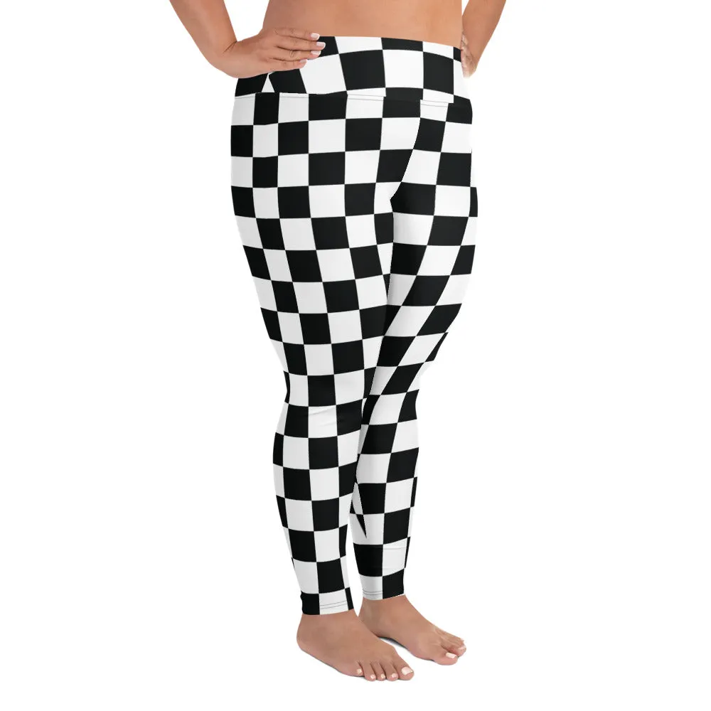 Fashionable Fitness: Women's Plus Size Checkered Leggings