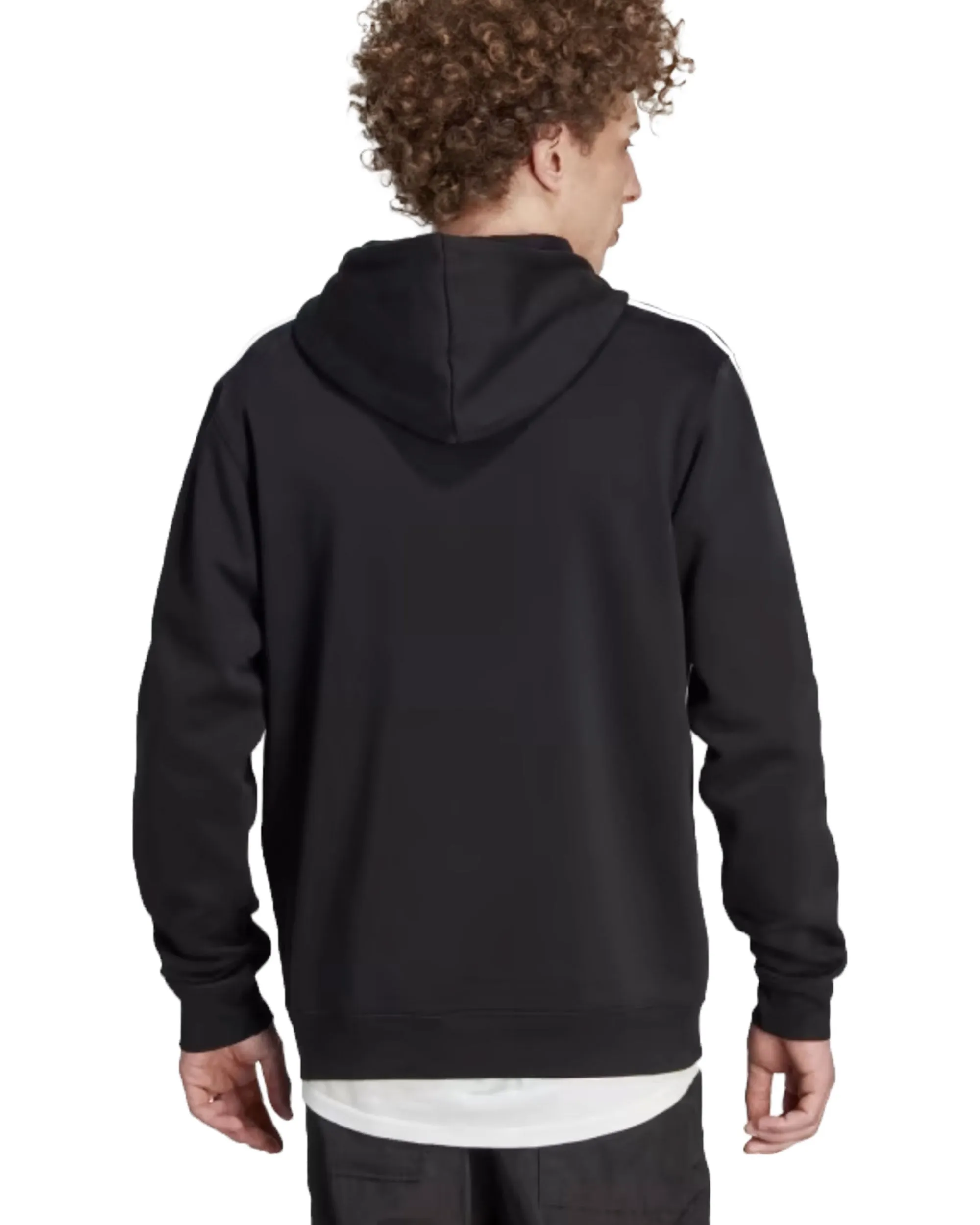 Felpa Uomo Adidas Originals 3 Stripe Hoodie Black