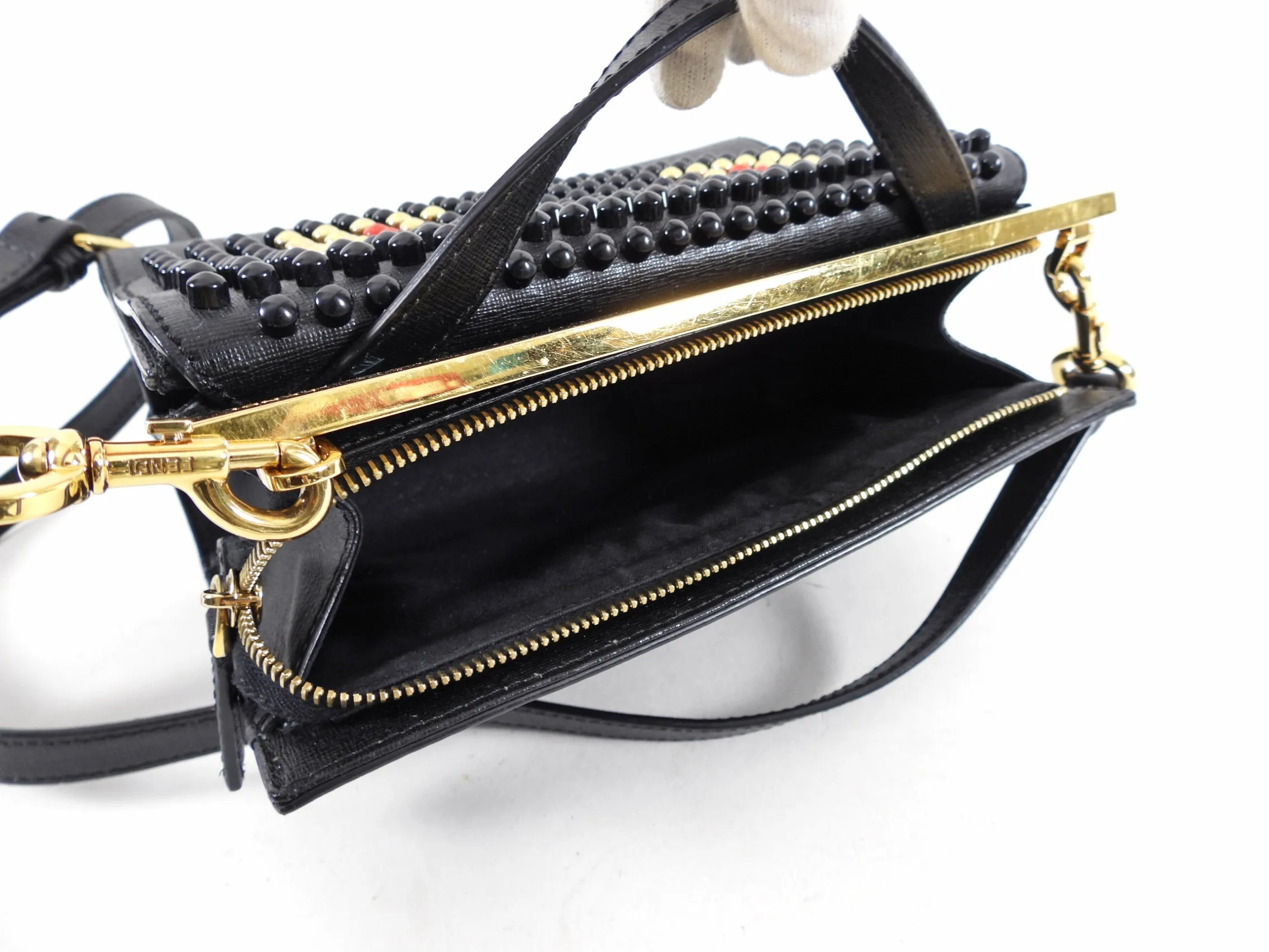 Fendi Black Small Demi-Jour Bead Monster Crossbody Bag