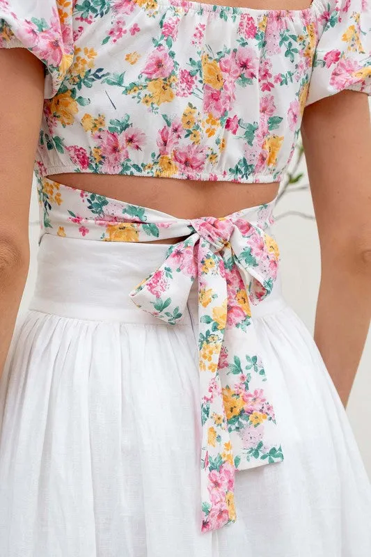 Floral Corset Waist Crop Top