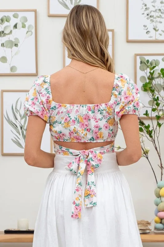 Floral Corset Waist Crop Top